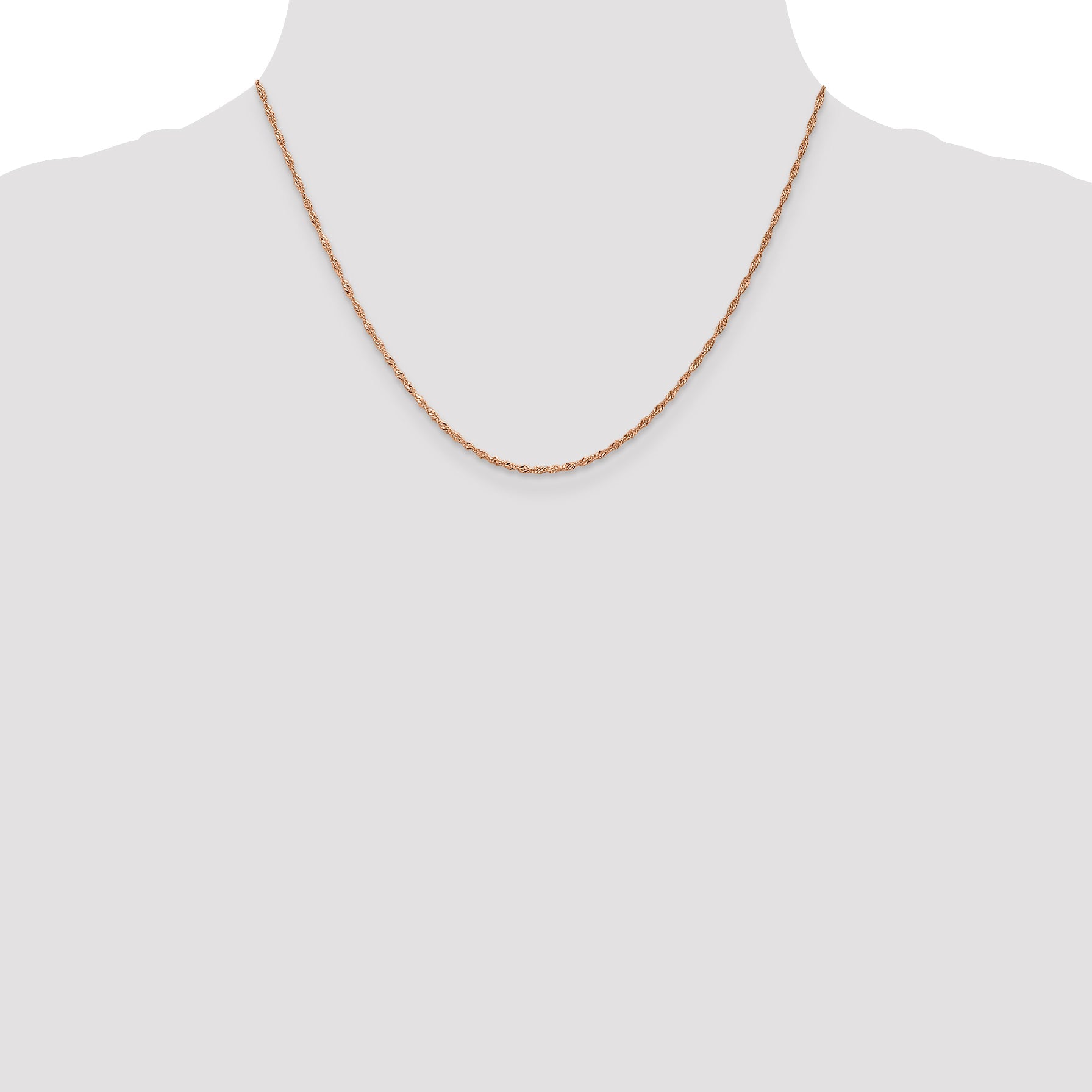 18 Inch 14K Rose Gold 1mm Singapore With Lobster Clasp Chain Necklace