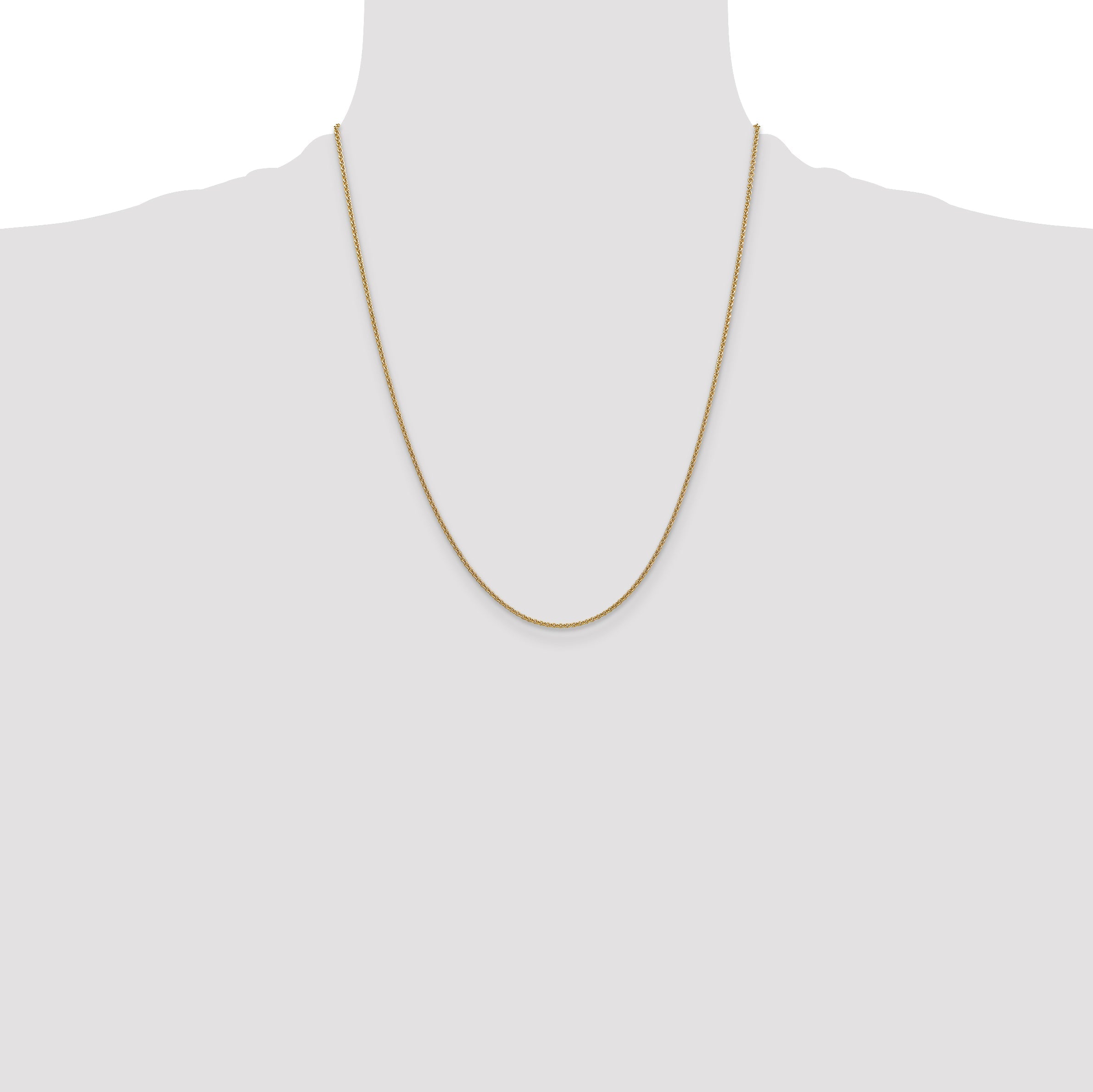 22 Inch 14K Yellow Gold 1.4mm Round Cable Chain Necklace