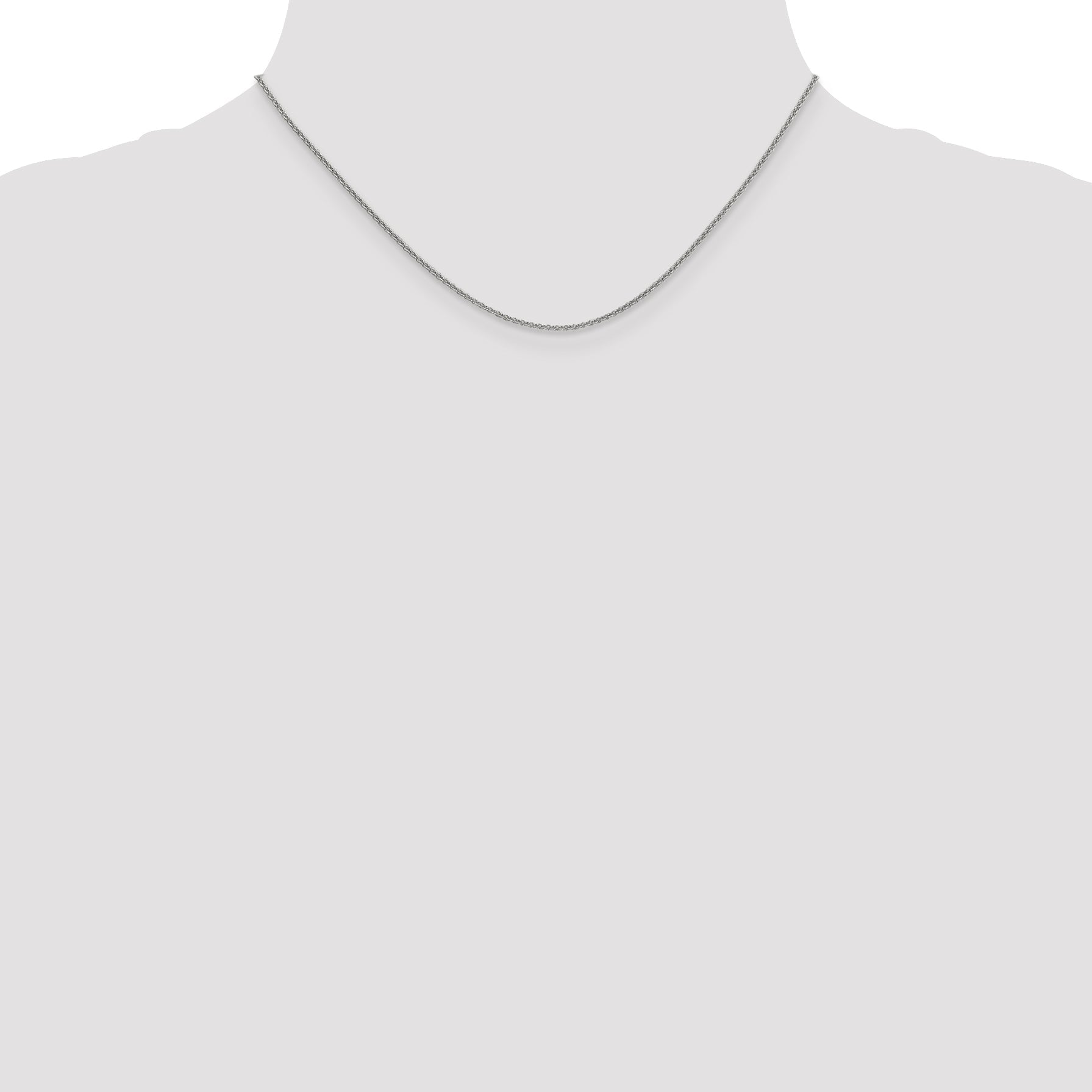 16 Inch 14K White Gold 1.4mm Round Cable Chain Necklace