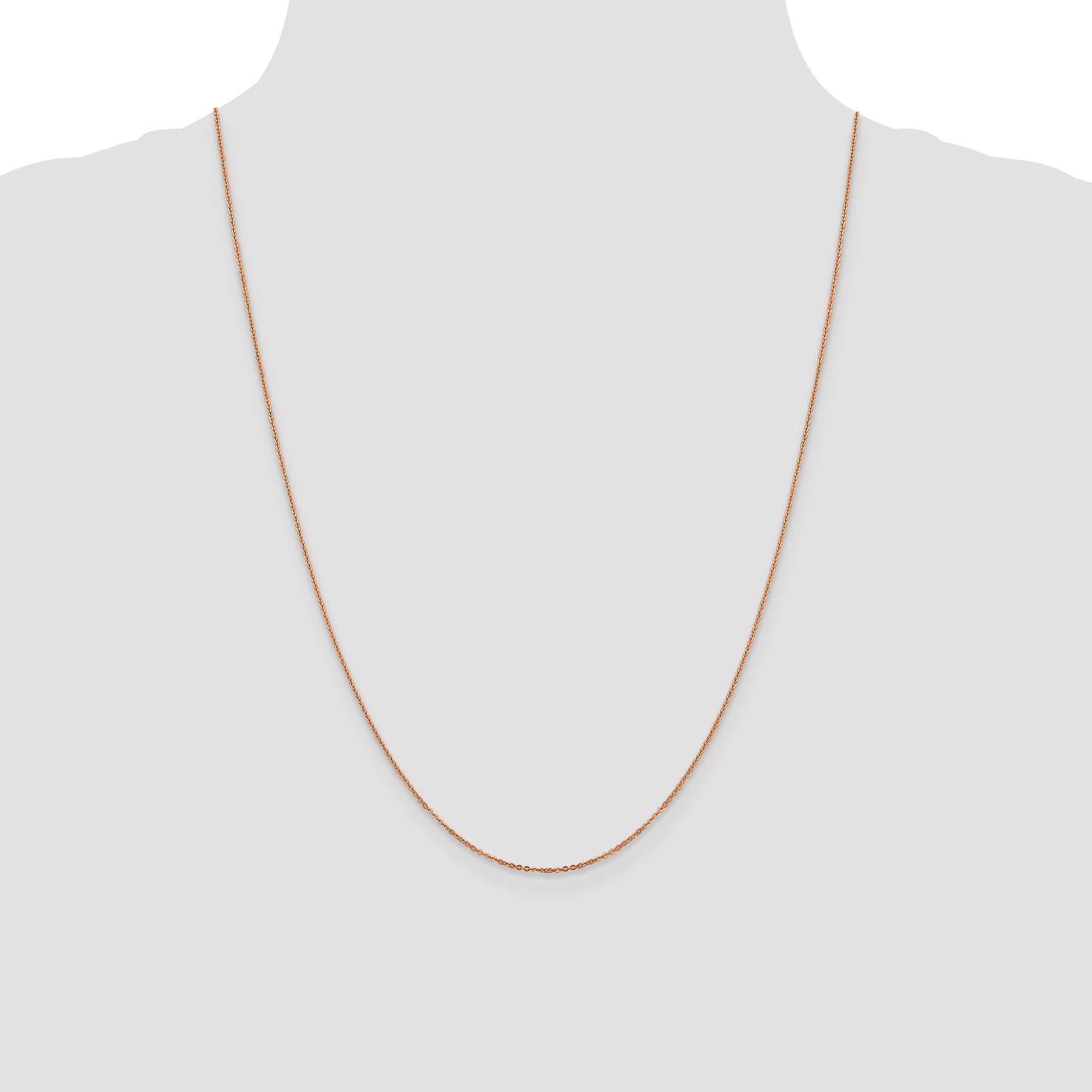 24 Inch 14K Rose Gold 1.1mm Flat Cable Chain Necklace