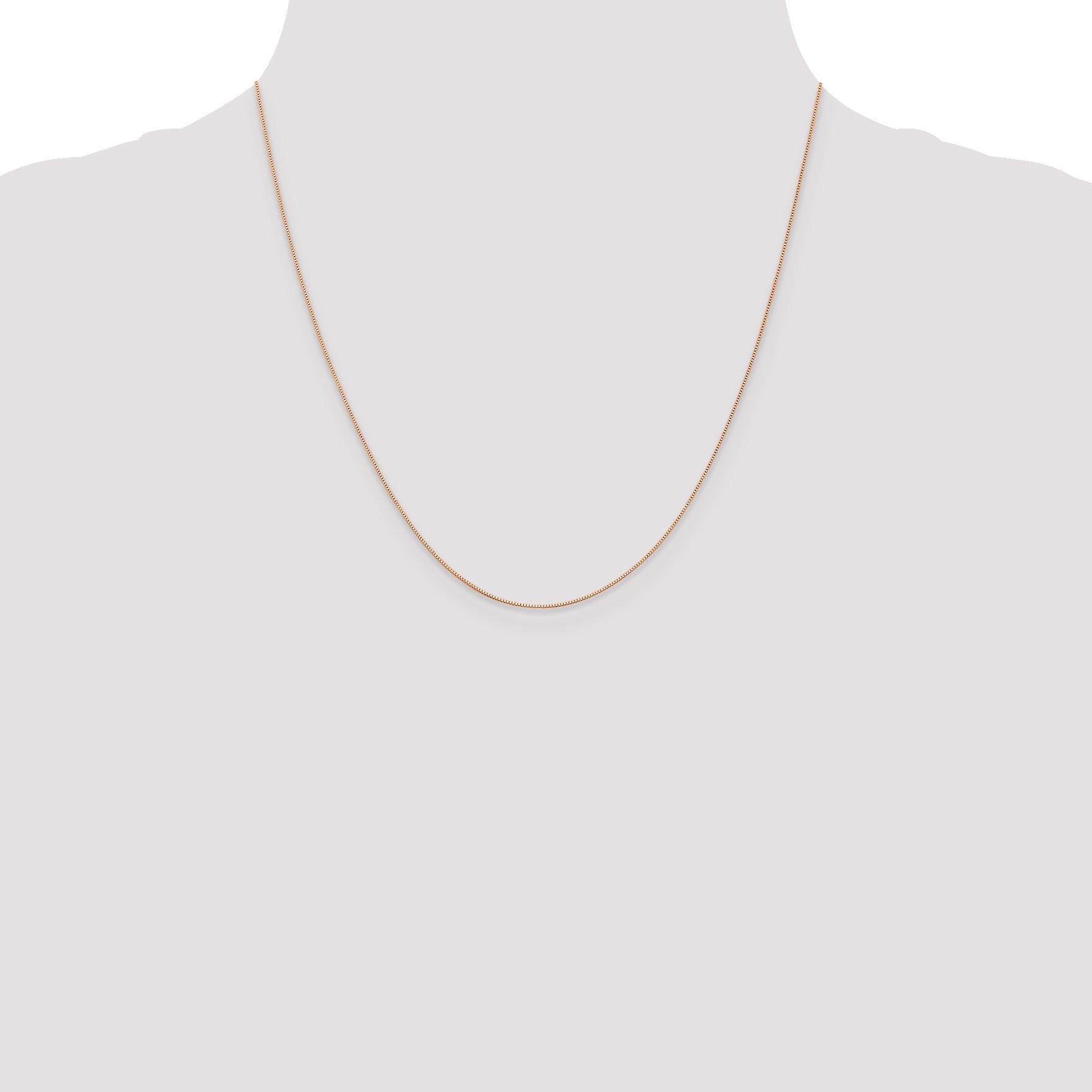 20 Inch 14K Rose Gold .5mm Baby Box With Lobster Clasp Chain Necklace