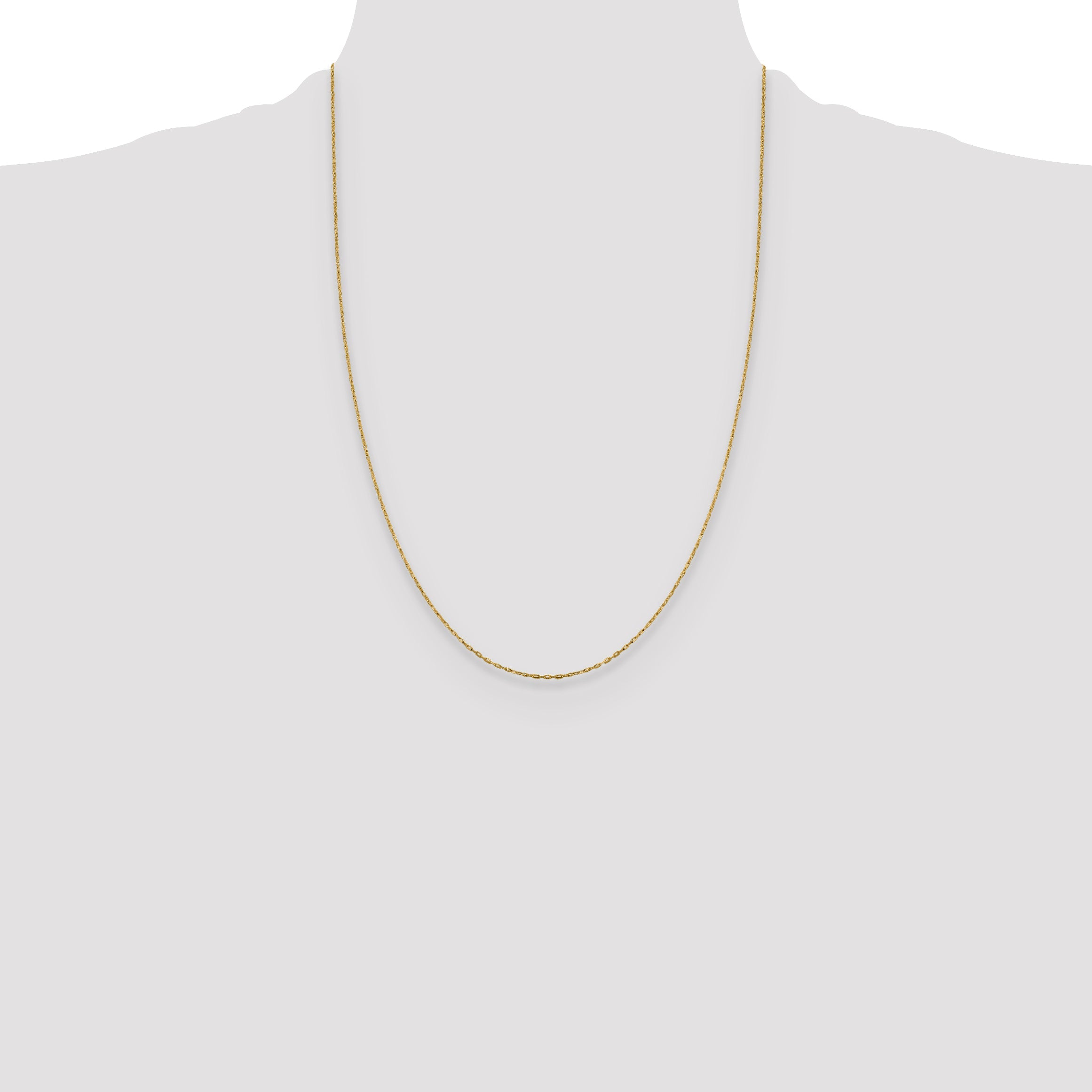 24 Inch 14K Yellow Gold 1mm D/C Open Long Link Cable Chain Necklace