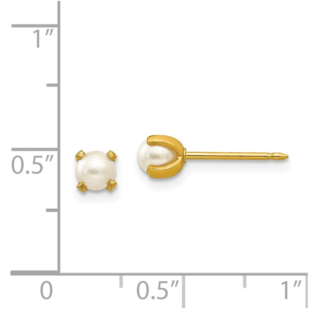 14K Yellow Gold Inverness 4mm Simulated Pearl Earrings