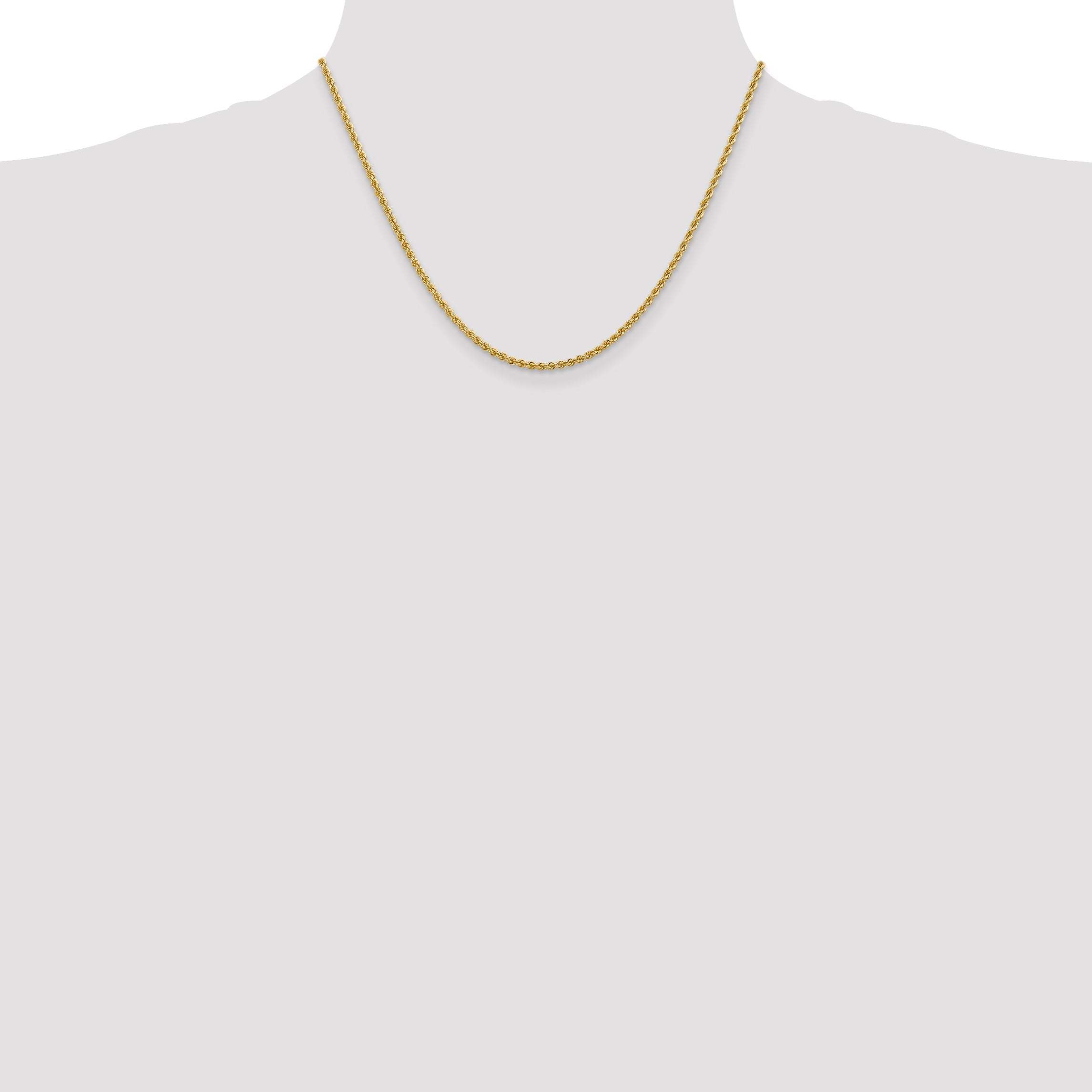 18 Inch 14K 2.25mm Solid Regular Rope Chain Necklace
