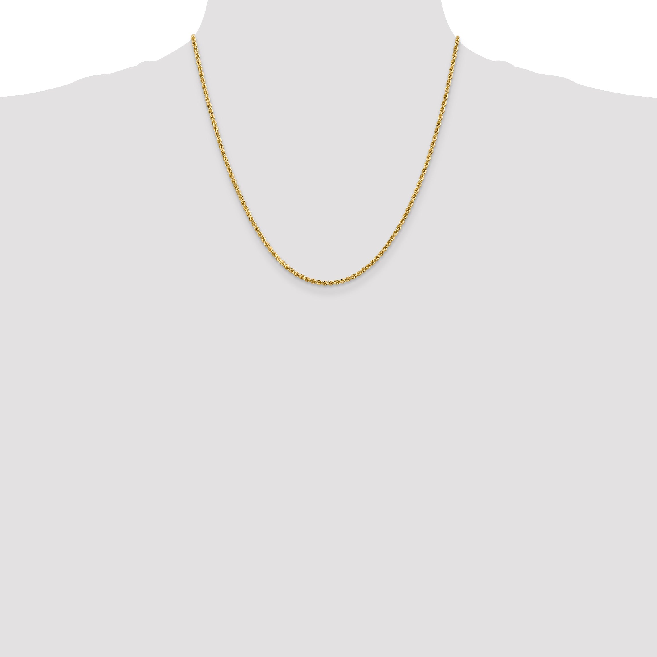 20 Inch 14K 2.25mm Solid Regular Rope Chain Necklace