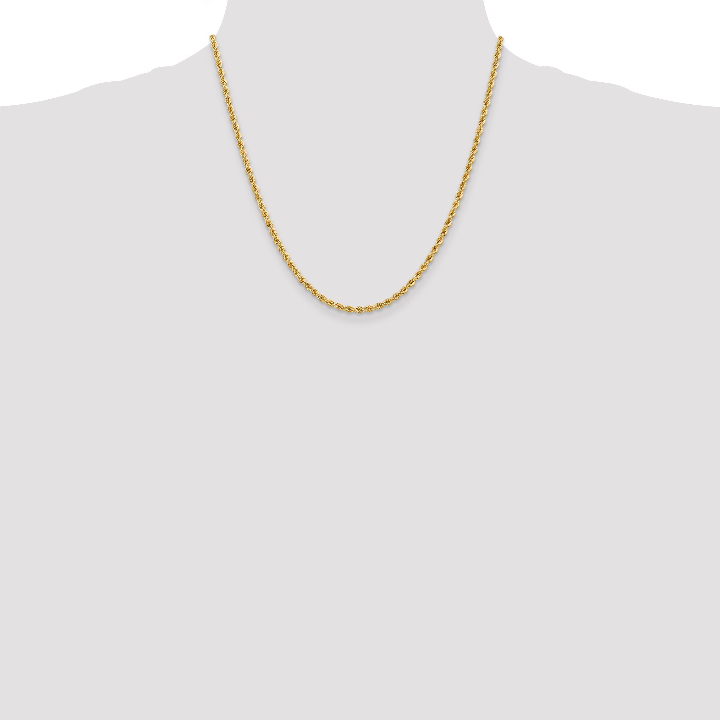 20 Inch 14K 2.75mm Solid Regular Rope Chain Necklace