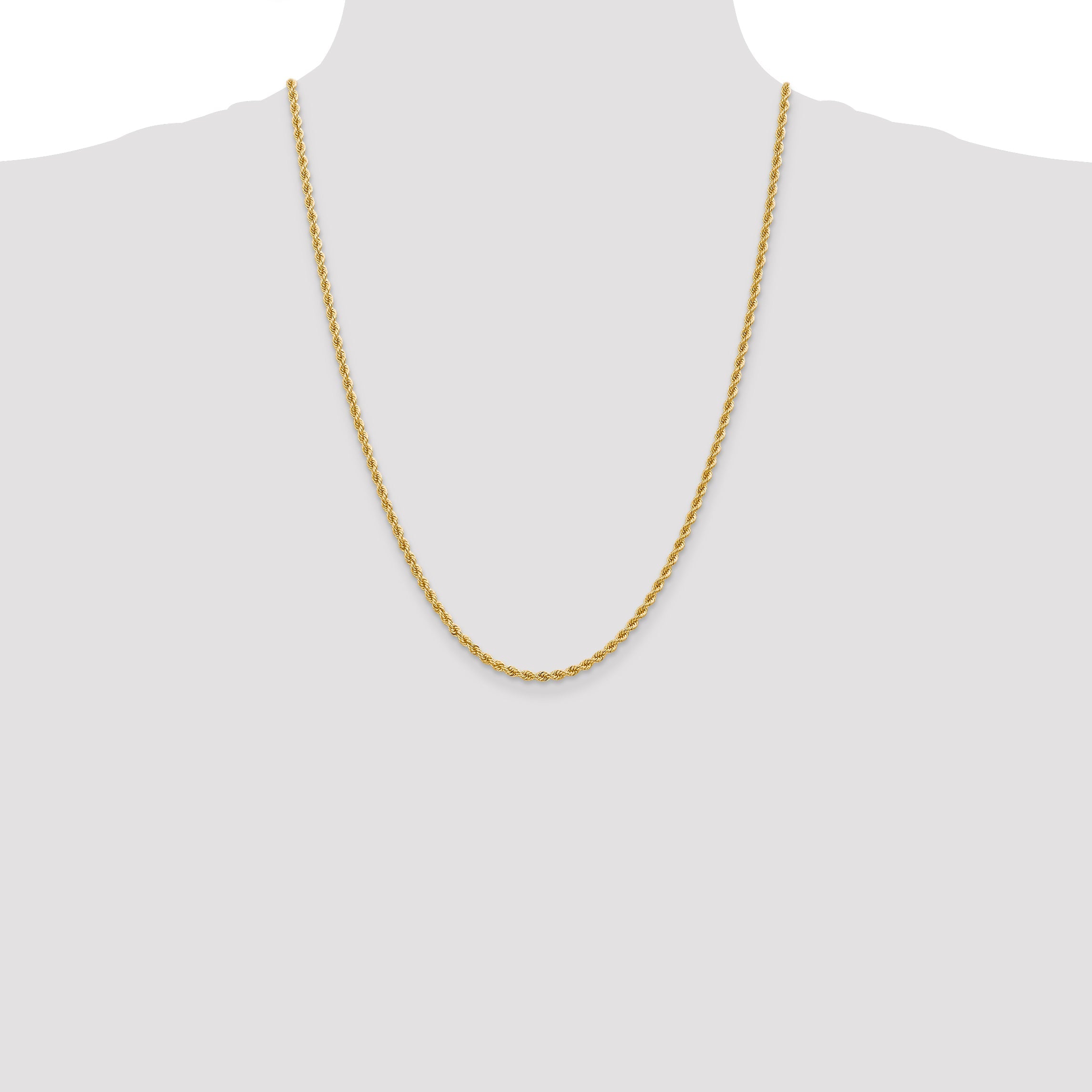 24 Inch 14K 2.75mm Solid Regular Rope Chain Necklace