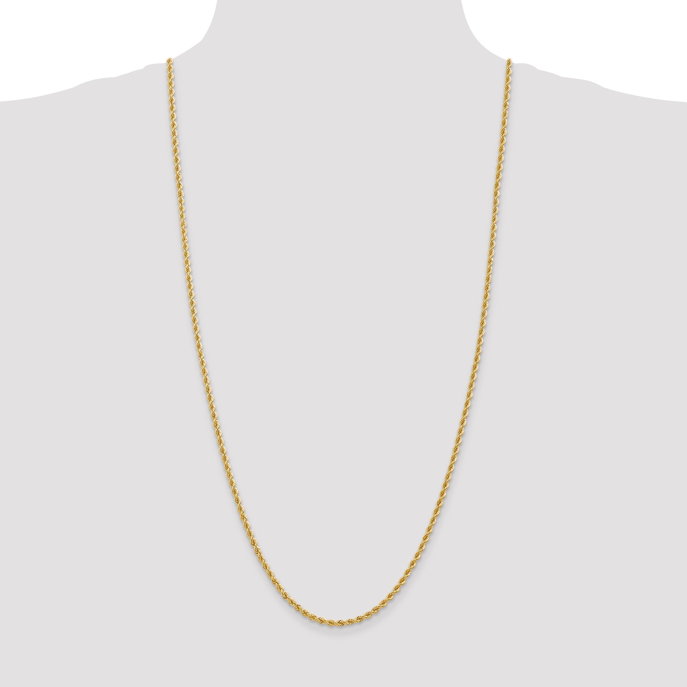 30 Inch 14K 2.75mm Solid Regular Rope Chain Necklace