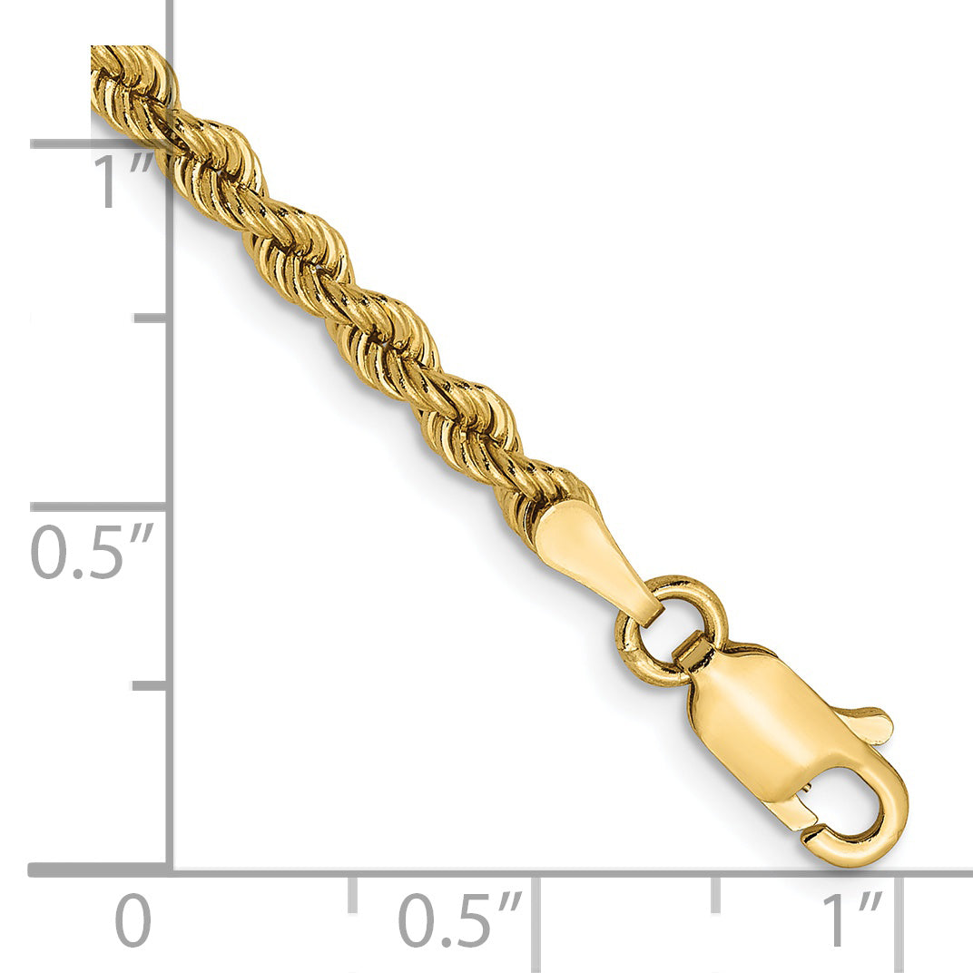 7 Inch 14k Yellow Gold 2.75mm Solid Regular Rope Chain Bracelet