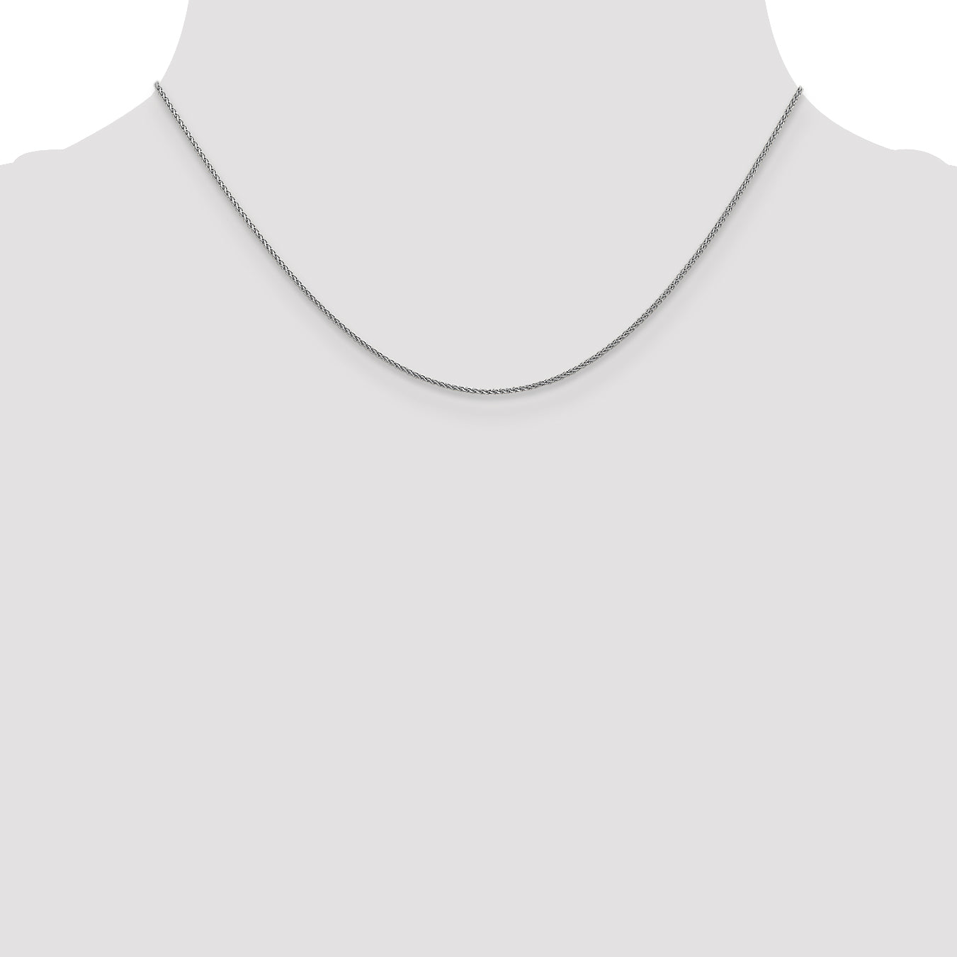 16 Inch 14K White Gold 1mm D/C Spiga Chain Necklace