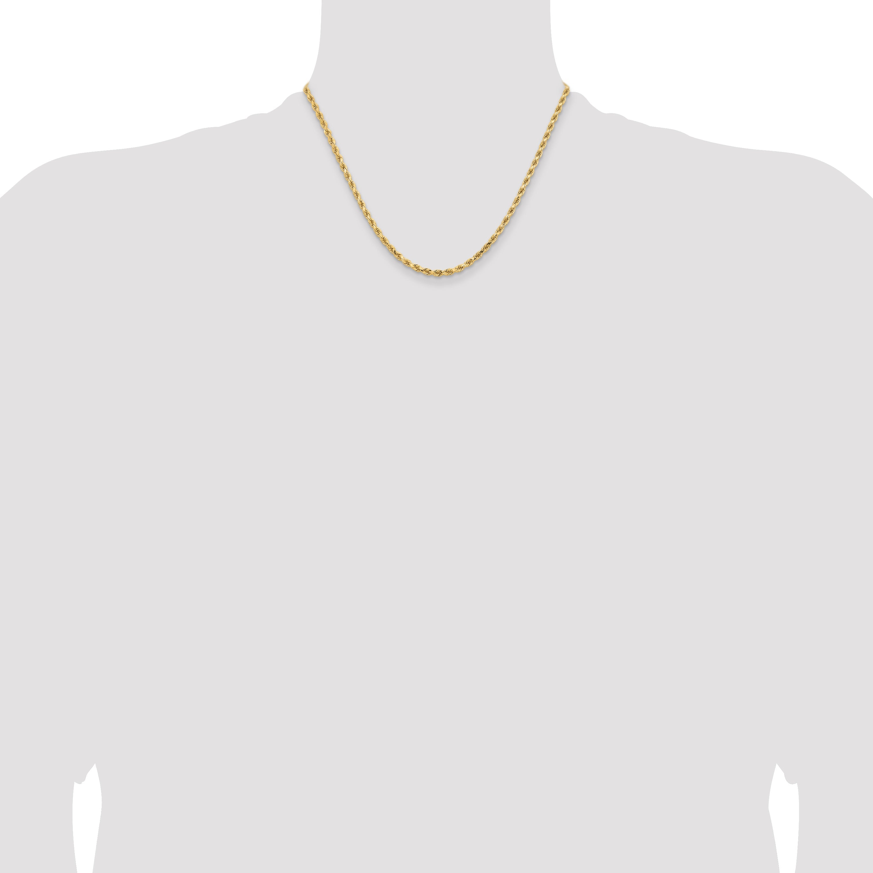 18 Inch 14K Yellow Gold 3.25mm Diamond Cut Rope Chain Necklace