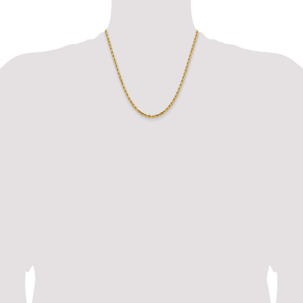 2 Inch 14K Yellow Gold 3.75mm Diamond Cut Rope Chain Necklace