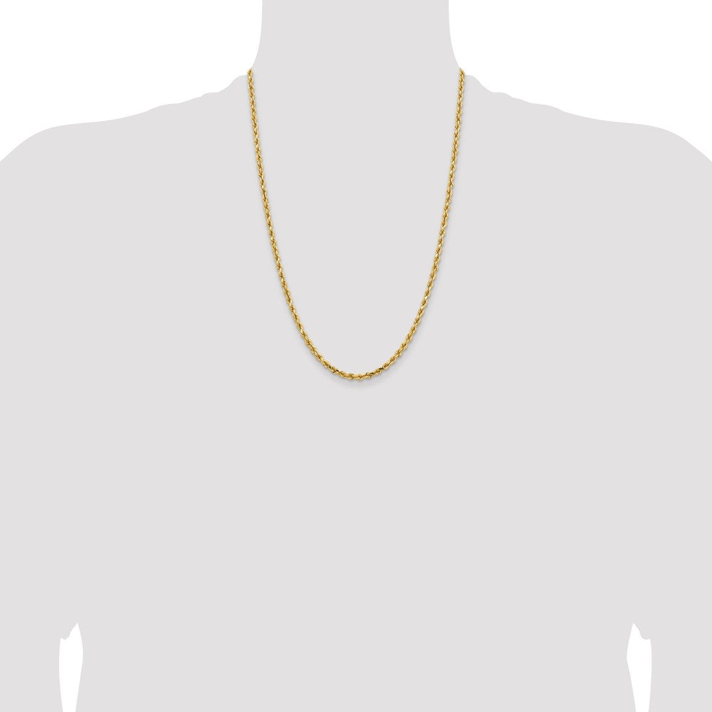 24 Inch 14K Yellow Gold 3.75mm Diamond Cut Rope Chain Necklace