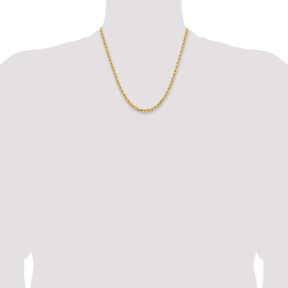 2 Inch 14K Yellow Gold 4.25mm Diamond Cut Rope Chain Necklace