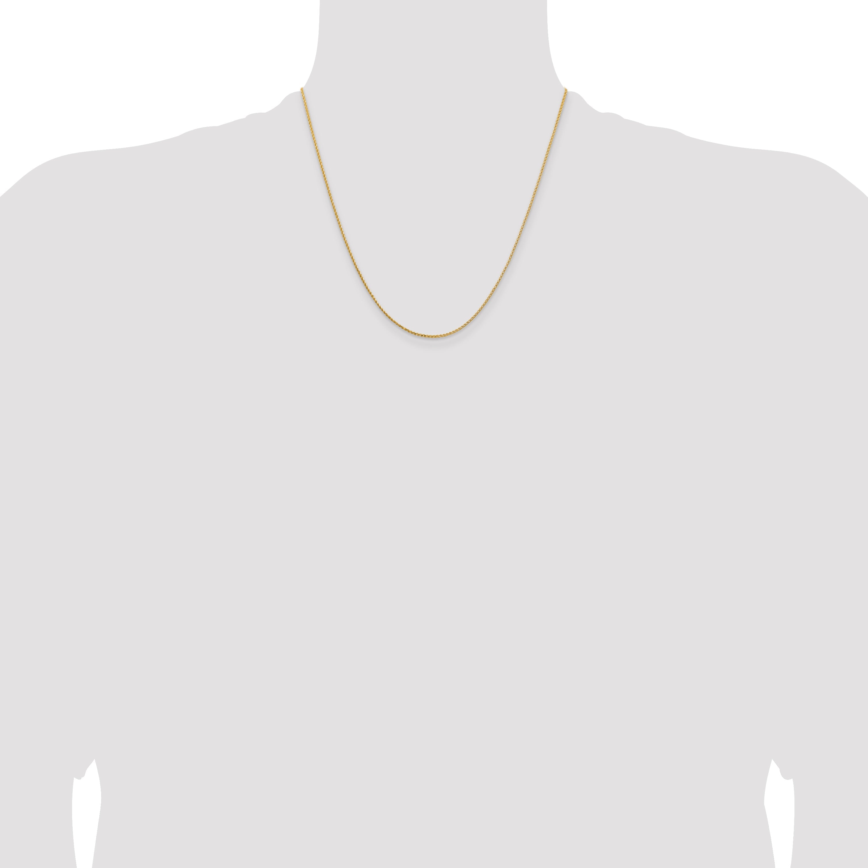 2 Inch 14K Yellow Gold 1.15mm D/C Open Franco Chain Necklace