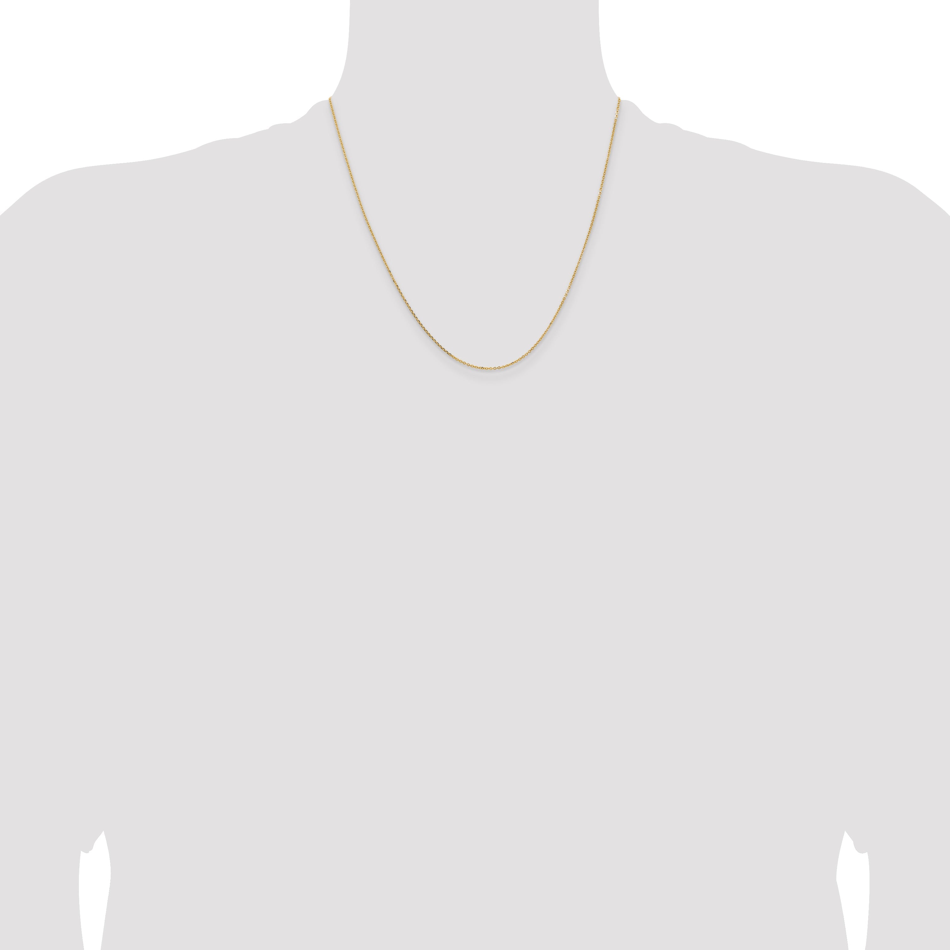 2 Inch 14K Yellow Gold 1.05mm D/C Cable Chain Necklace