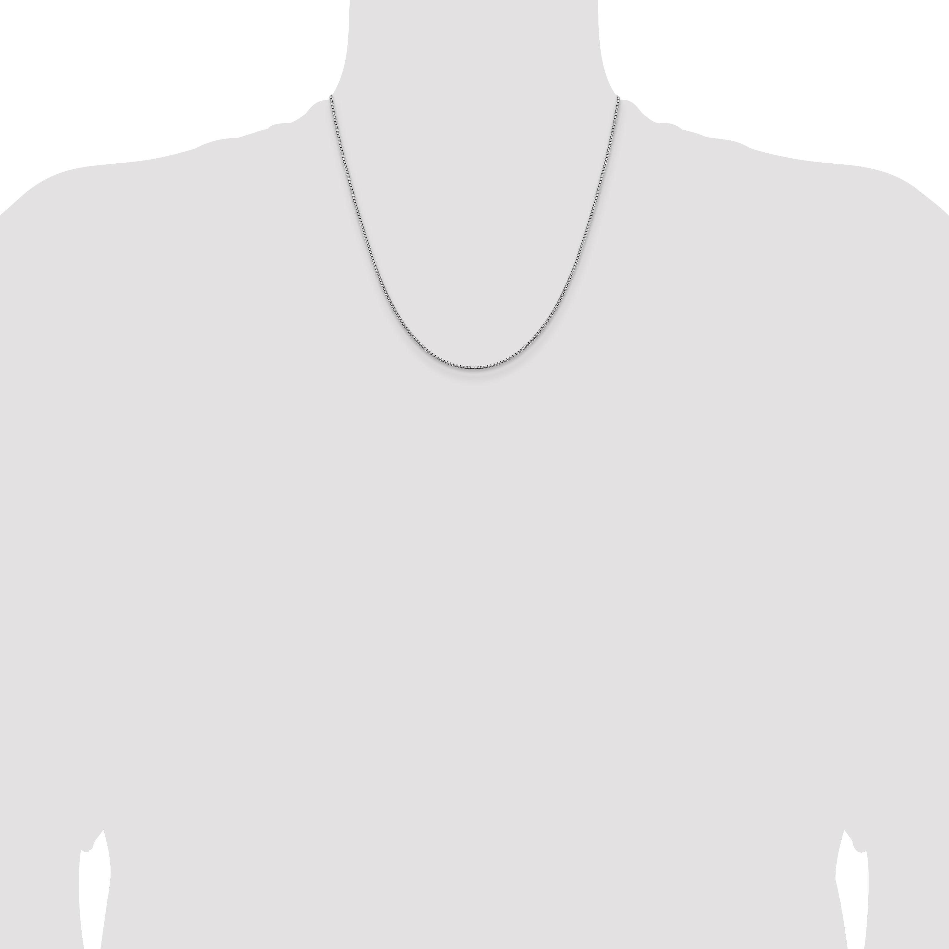 2 Inch 14K White Gold 1.45mm Concave Box Chain Necklace