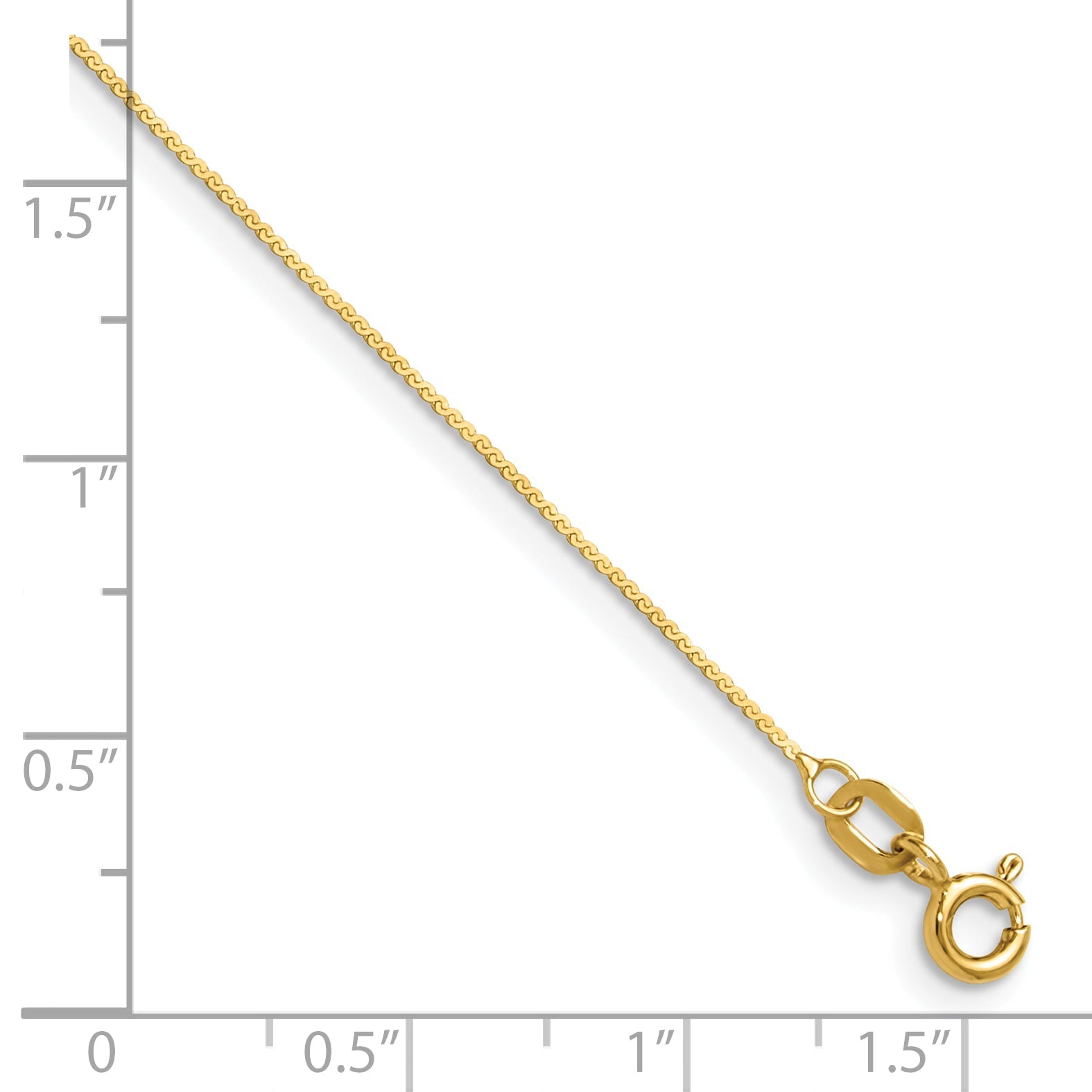8 Inch 14K Yellow Gold 0.8mm Serpentine Chain Bracelet
