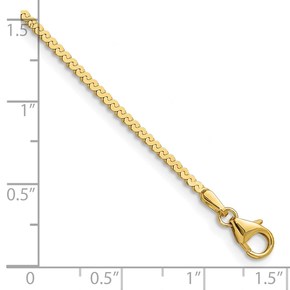 8 Inch 14K Yellow Gold 1.55mm Serpentine Chain Bracelet