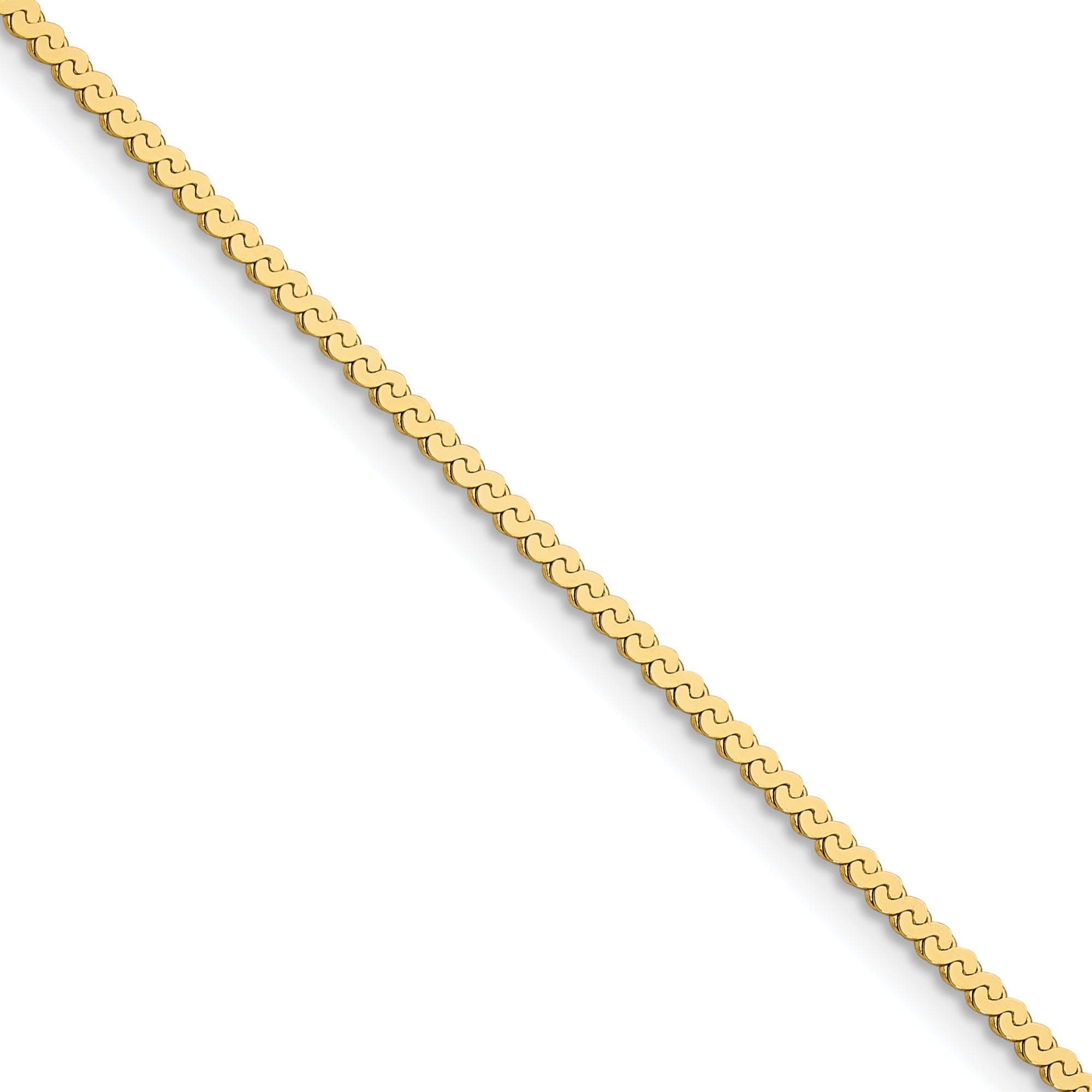 16 Inch 14K Yellow Gold 1.55mm Serpentine Chain Necklace