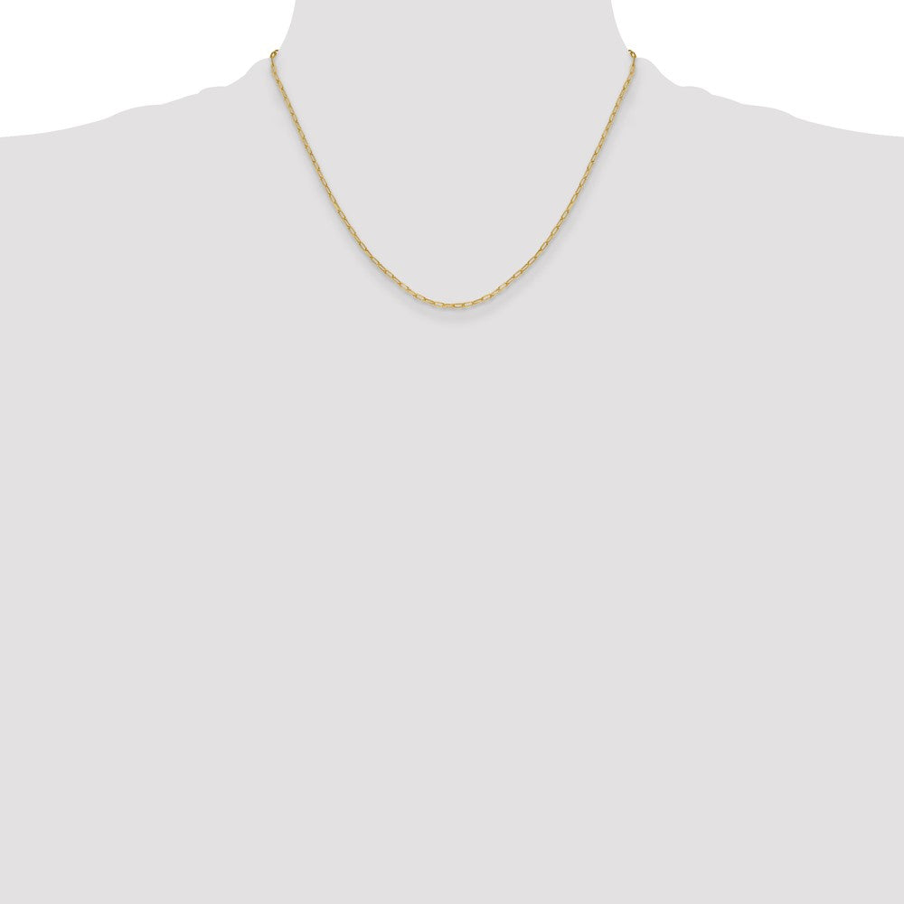 18 Inch 14K Yellow Gold 2.2mm Semi Solid Beveled D/C Paperclip Chain Necklace