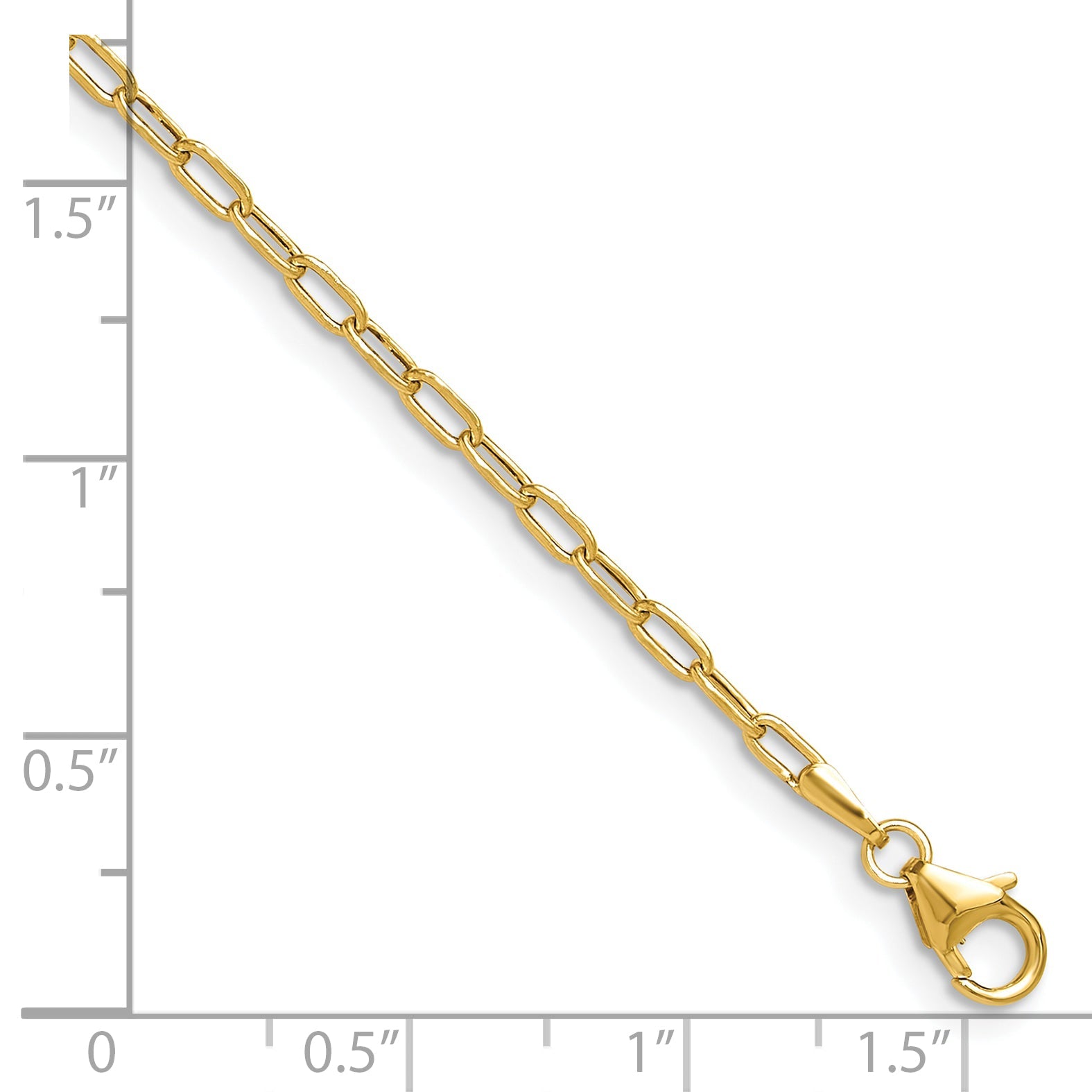 8 Inch 14K Yellow Gold 2.2mm Semi Solid Beveled D/C Paperclip Chain Bracelet