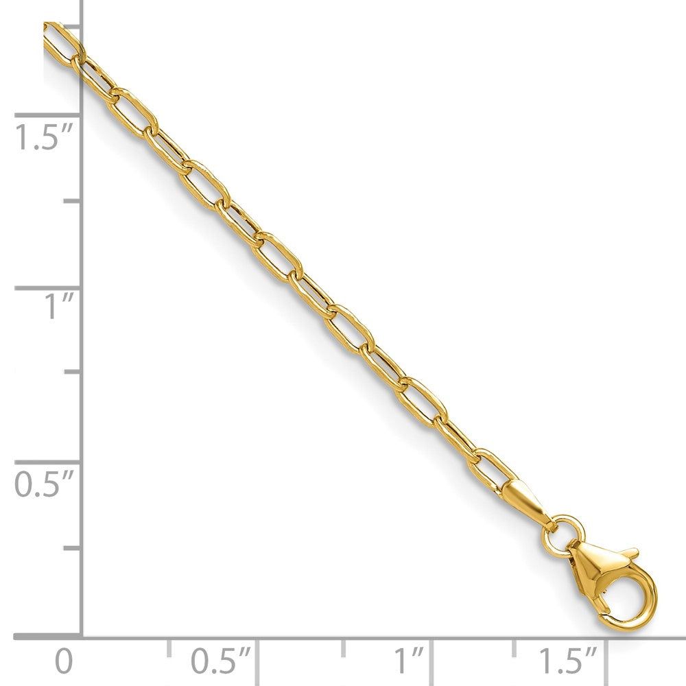 7 Inch 14K Yellow Gold 2.2mm Semi Solid Beveled D/C Paperclip Chain Bracelet