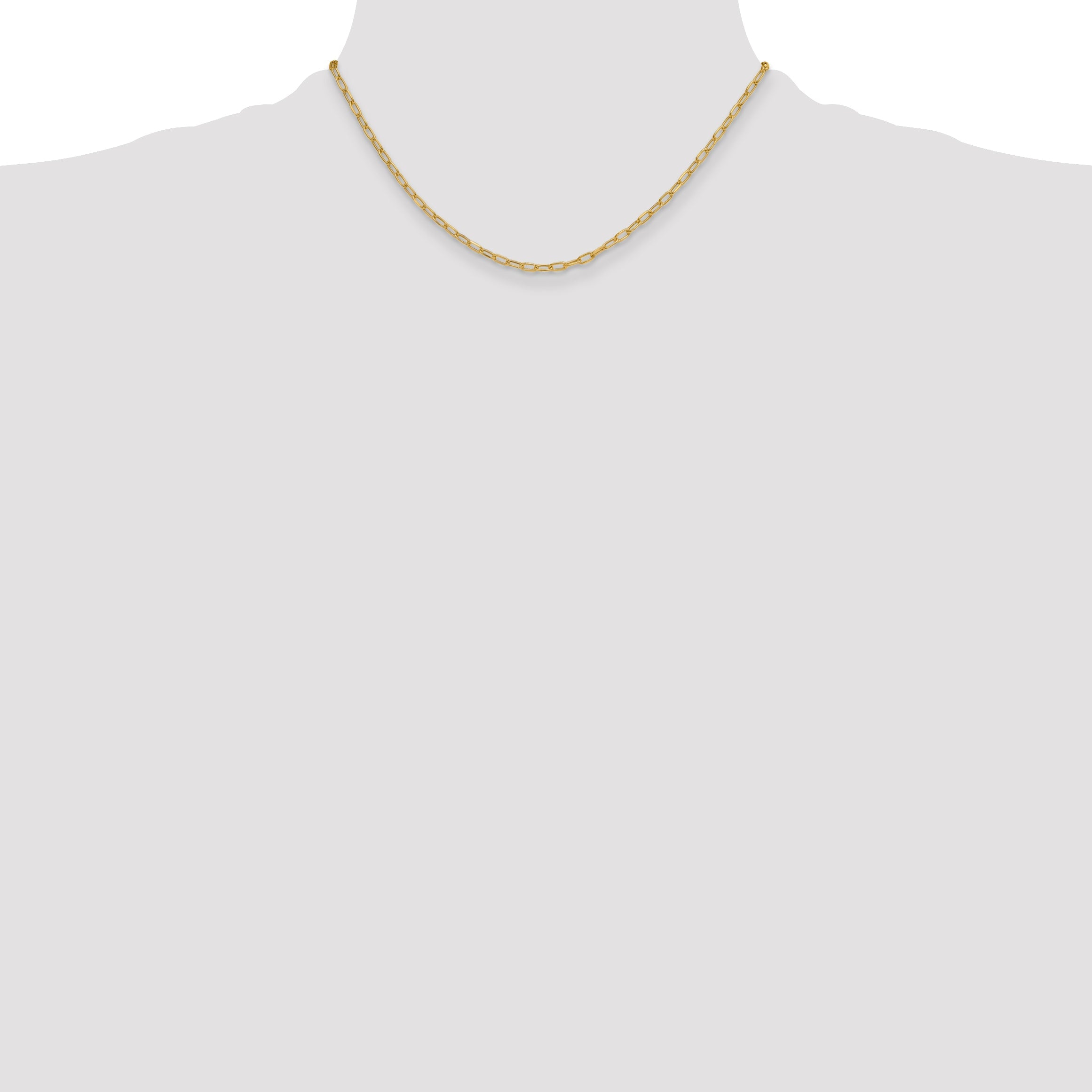 16 Inch 14K Yellow Gold 3.0mm Semi Solid Beveled D/C Paperclip Chain Necklace