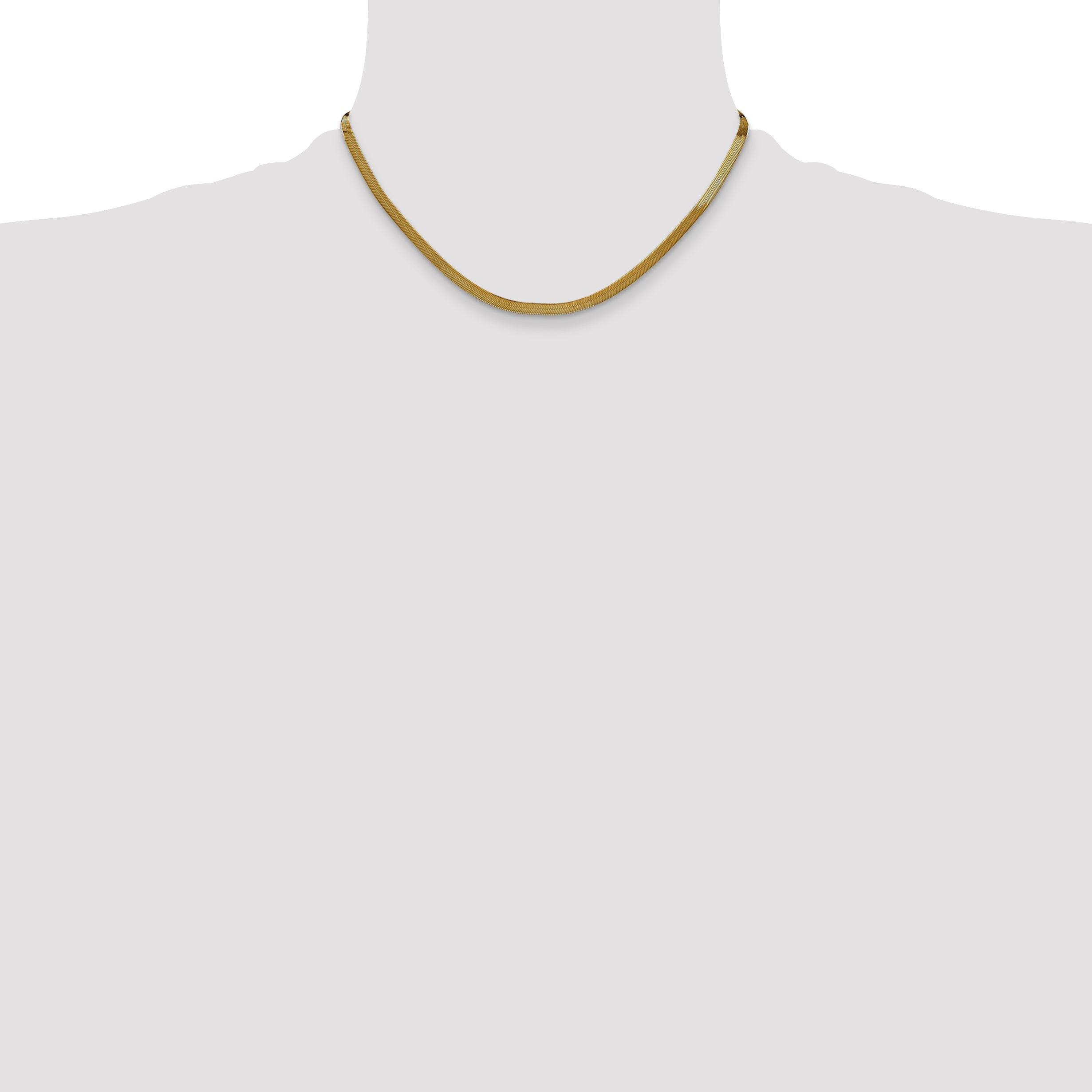 16 Inch 14K Yellow Gold 3mm Silky Herringbone Chain Necklace