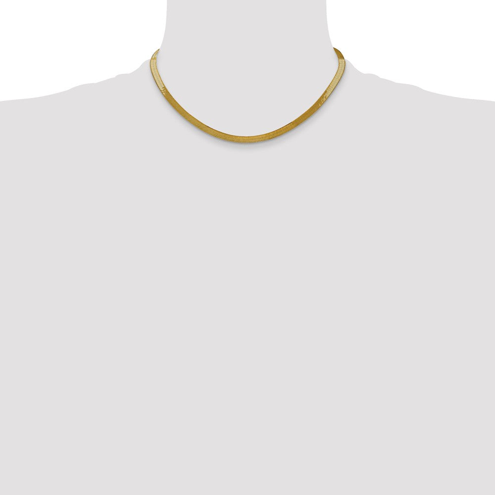 16 Inch 14K Yellow Gold 5mm Silky Herringbone Chain Necklace