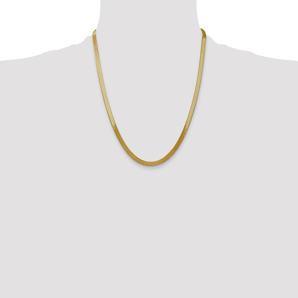 22 Inch 14K Yellow Gold 5mm Silky Herringbone Chain Necklace