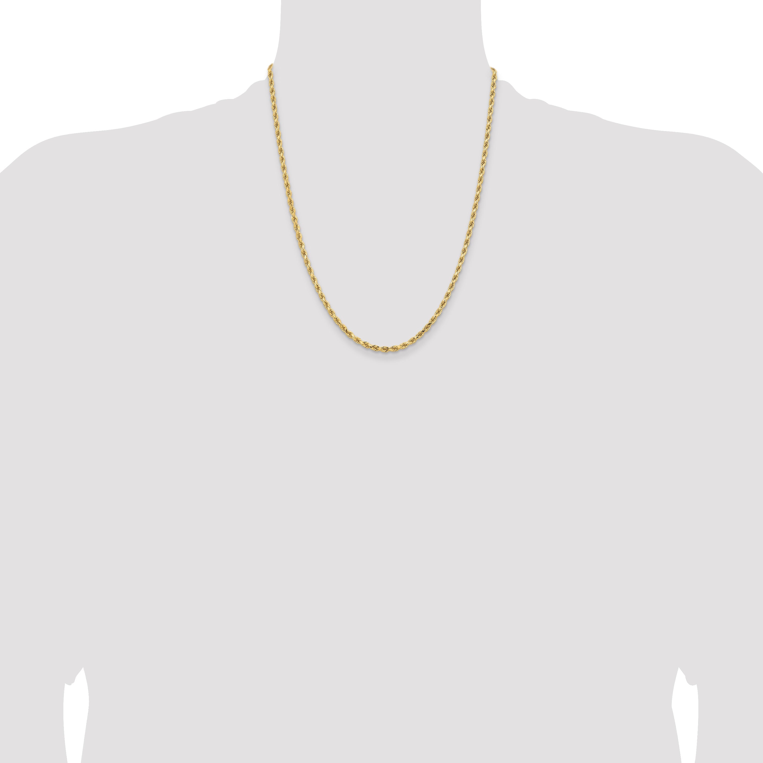 22 Inch 14K White Gold 3.25mm Diamond Cut Rope Chain Necklace