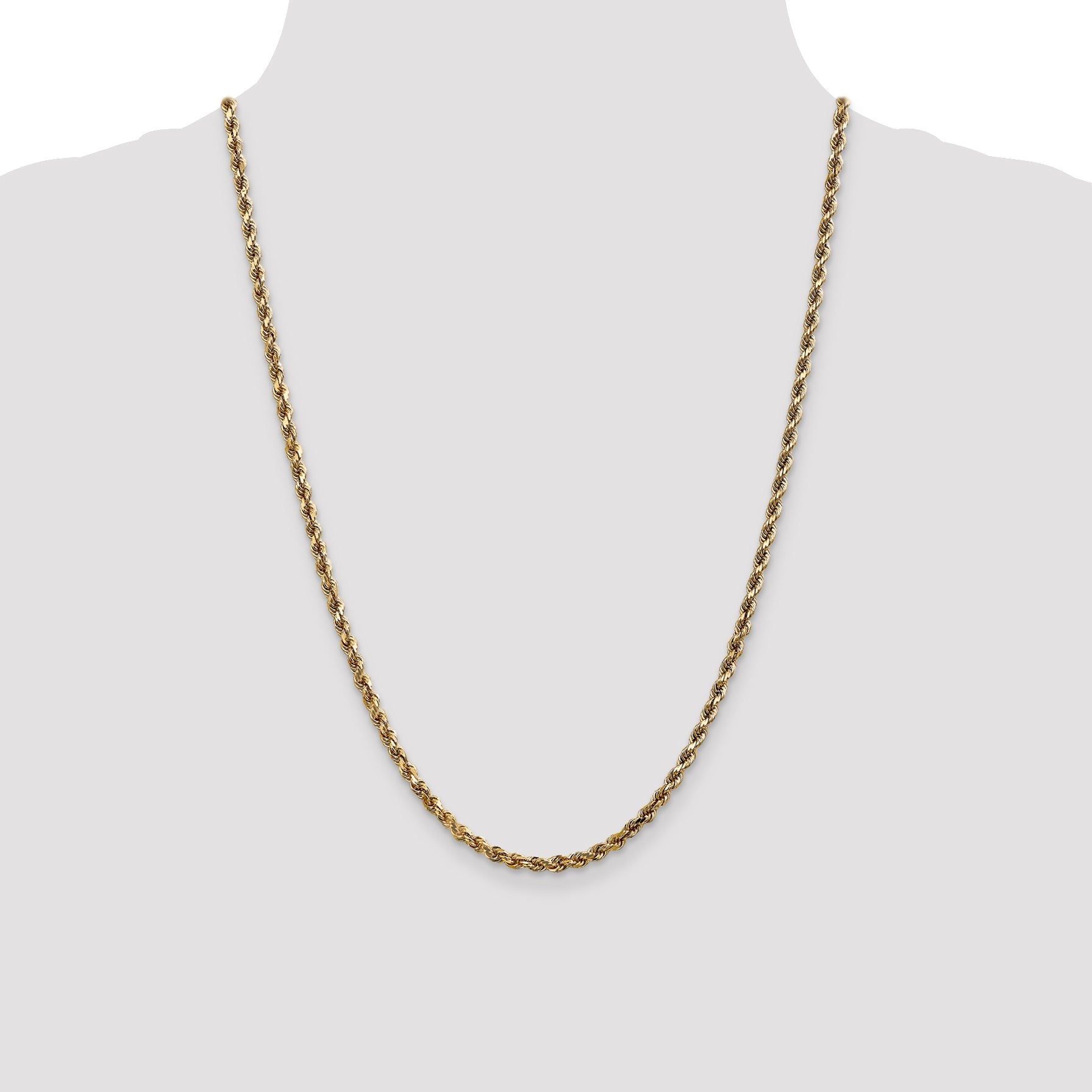 24 Inch 14K White Gold 3.5mm Diamond Cut Rope Chain Necklace