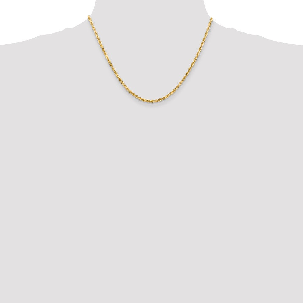 18 Inch 14K Yellow Gold 3.0mm Diamond Cut Lightweight Rope Chain Necklace