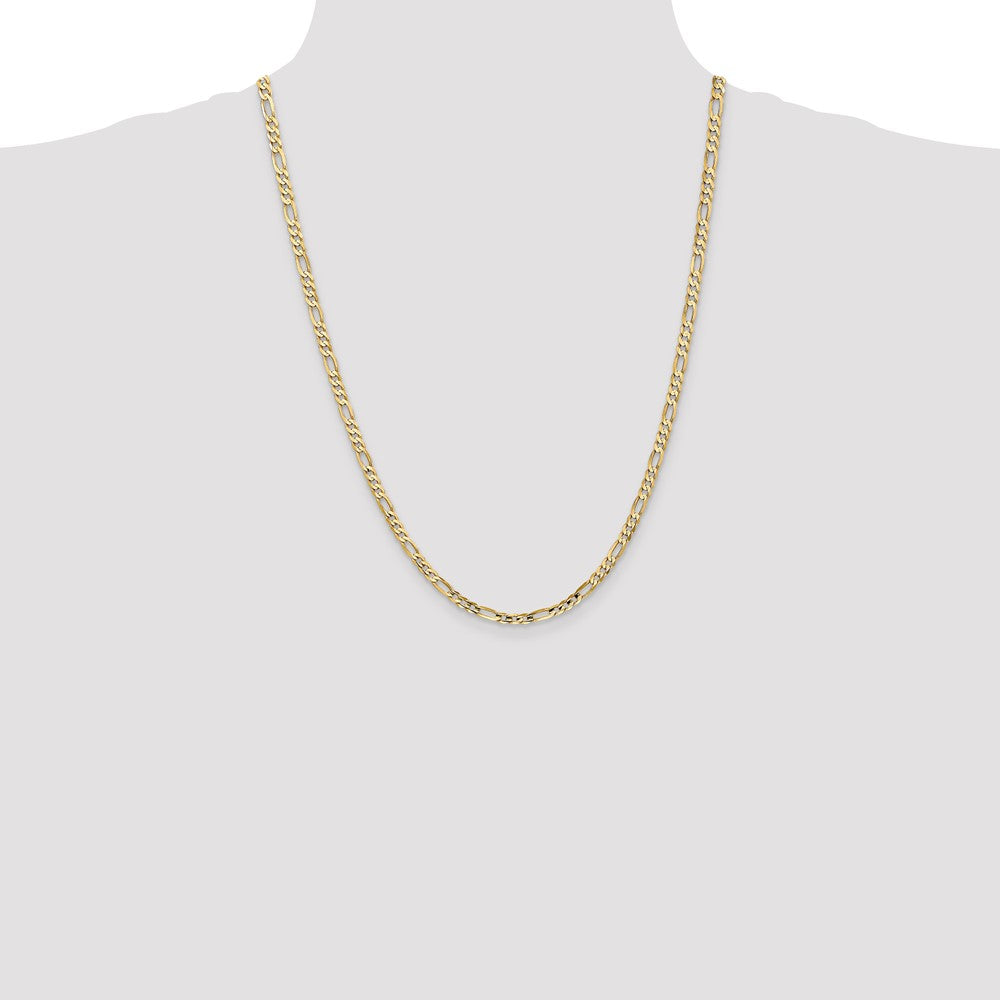 24 Inch 14K Yellow Gold 4mm Concave Open Figaro Chain Necklace