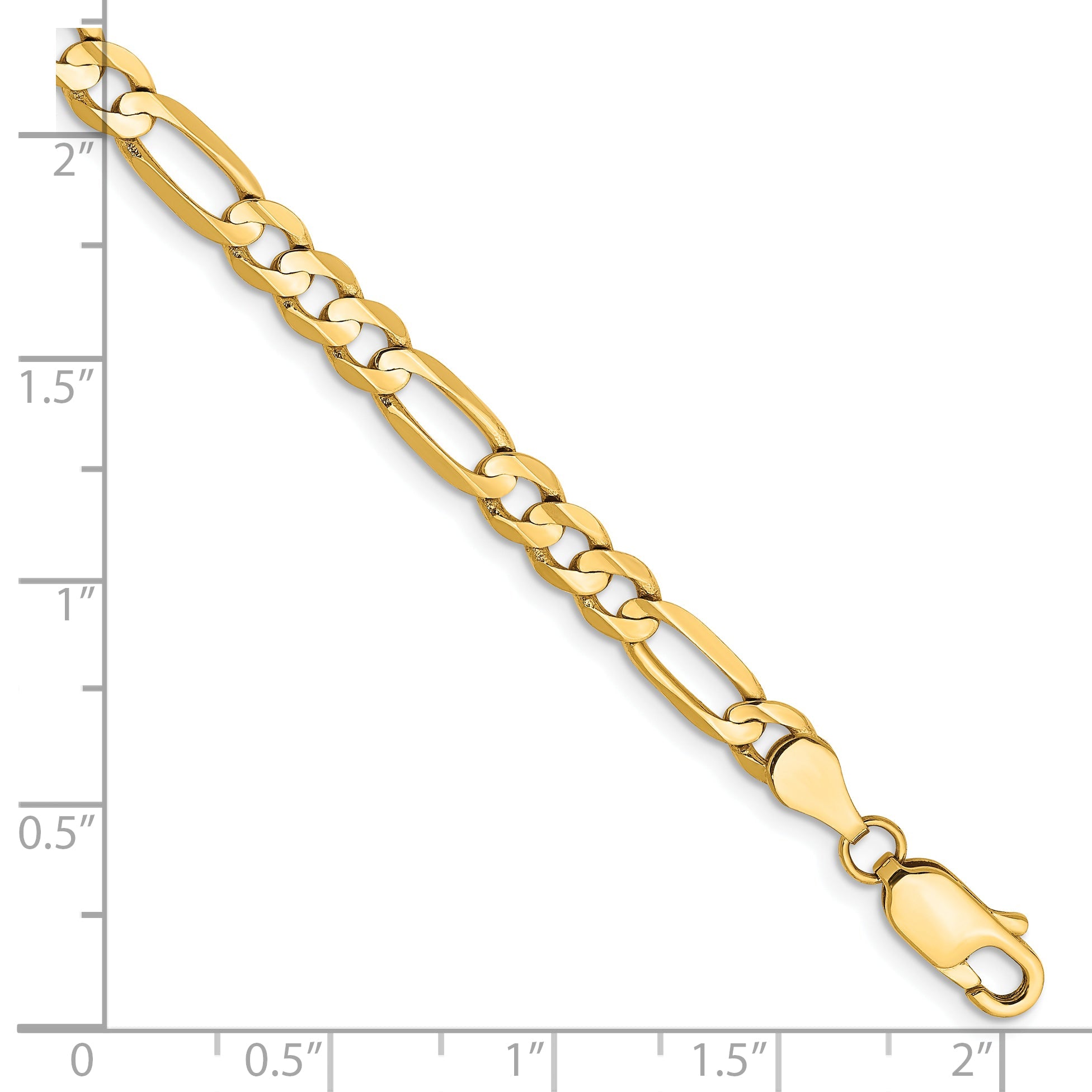 8 Inch 14K Yellow Gold 4.5mm Concave Open Figaro Chain Bracelet