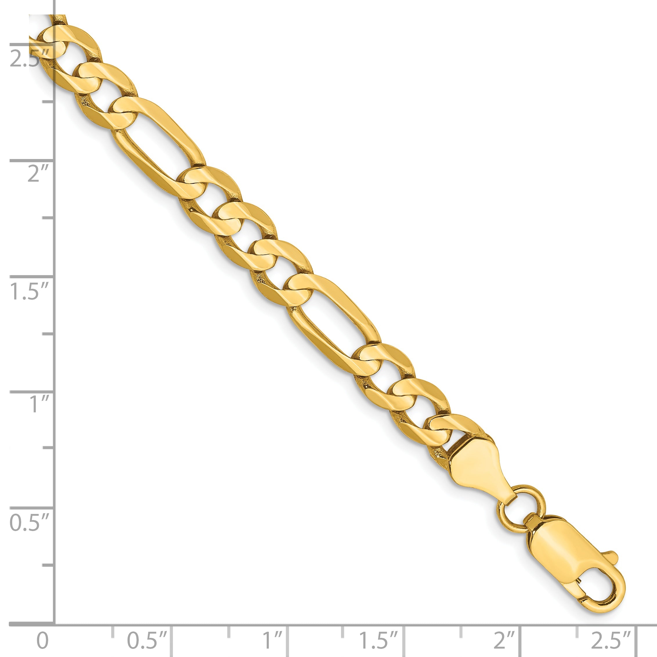 8 Inch 14K Yellow Gold 6mm Concave Open Figaro Chain Bracelet