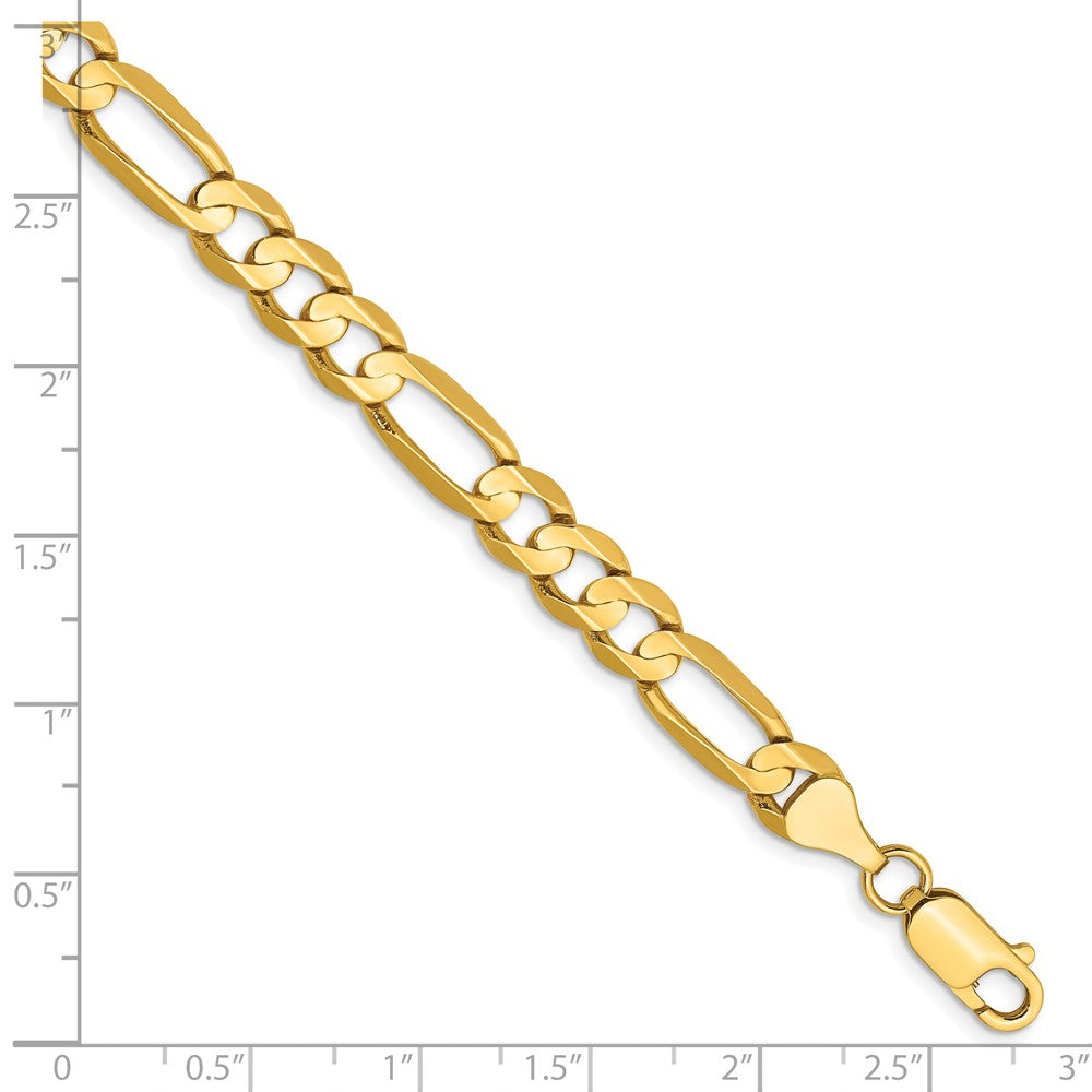 8 Inch 14K Yellow Gold 6.75mm Concave Open Figaro Chain Bracelet