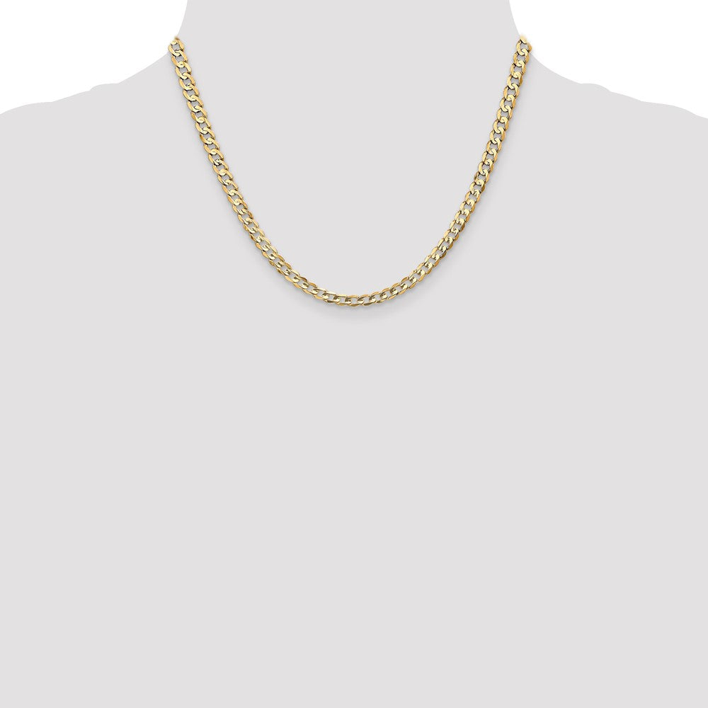 18 Inch 14K Yellow Gold 4.5mm Open Concave Curb Chain Necklace