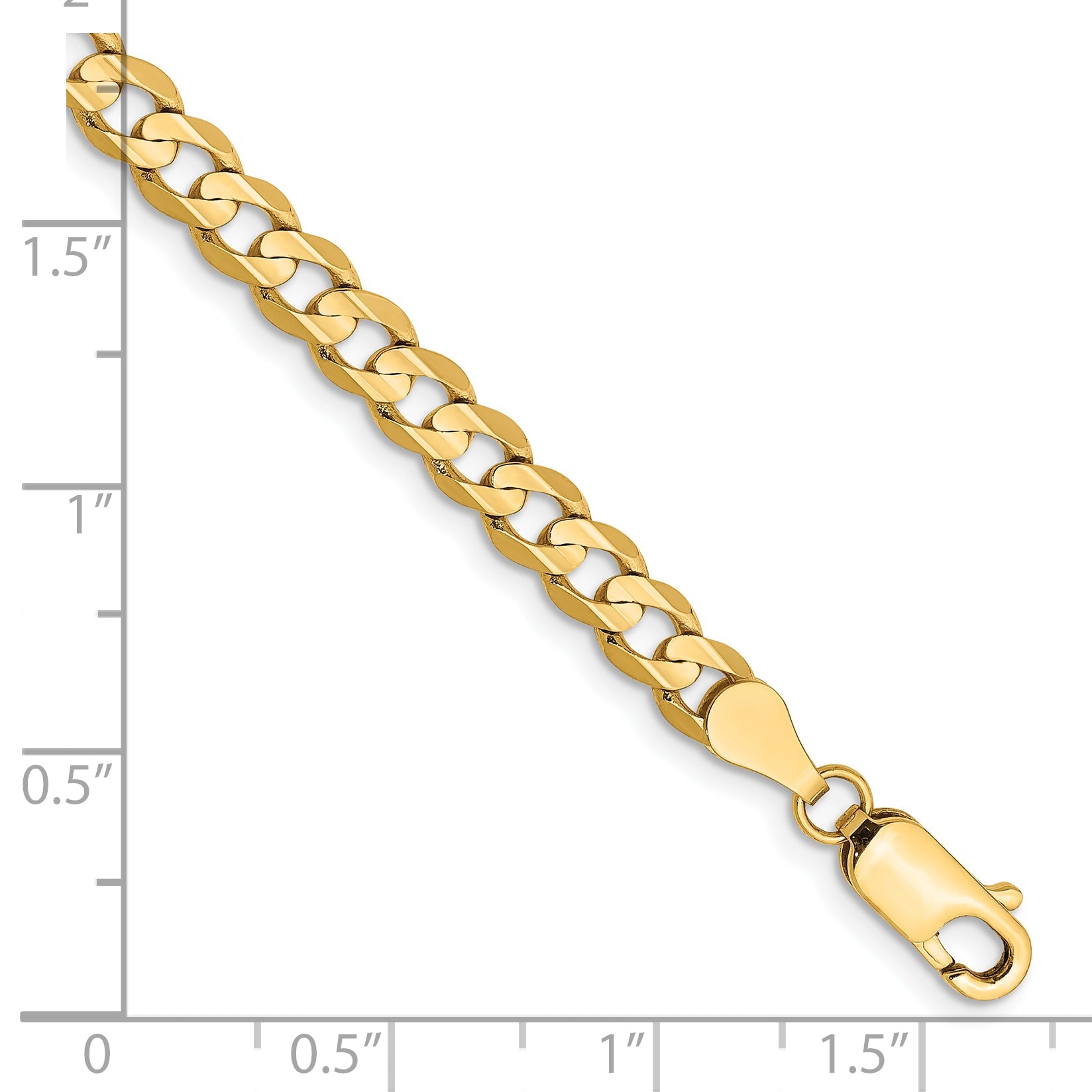 7 Inch 14K Yellow Gold 4.5mm Open Concave Curb Chain Bracelet