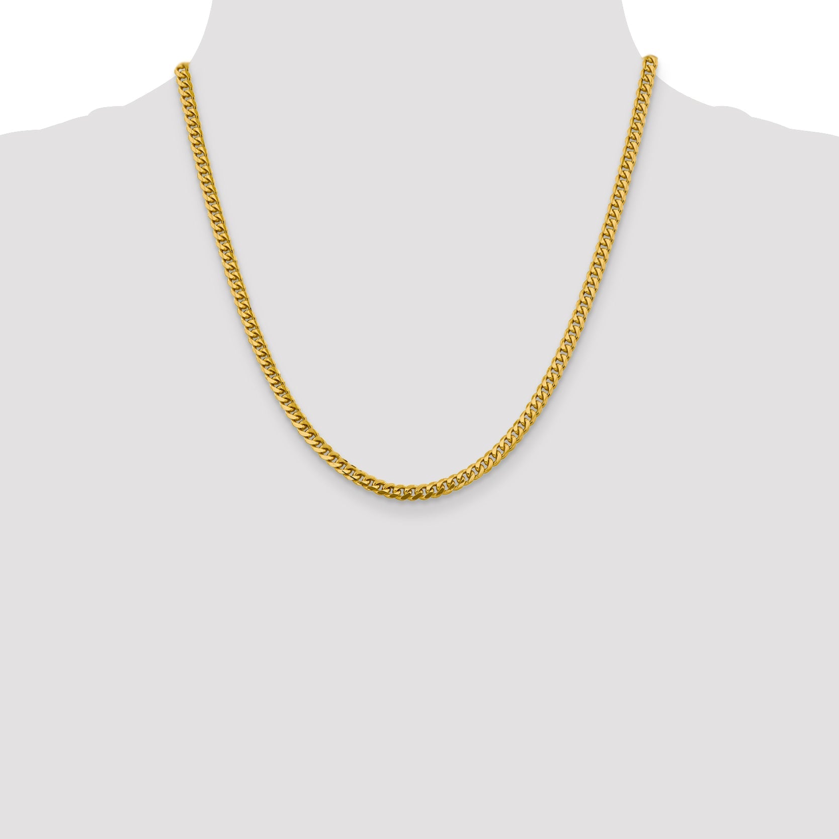 2 Inch 14K Yellow Gold 4.25mm Solid Miami Cuban Chain Necklace