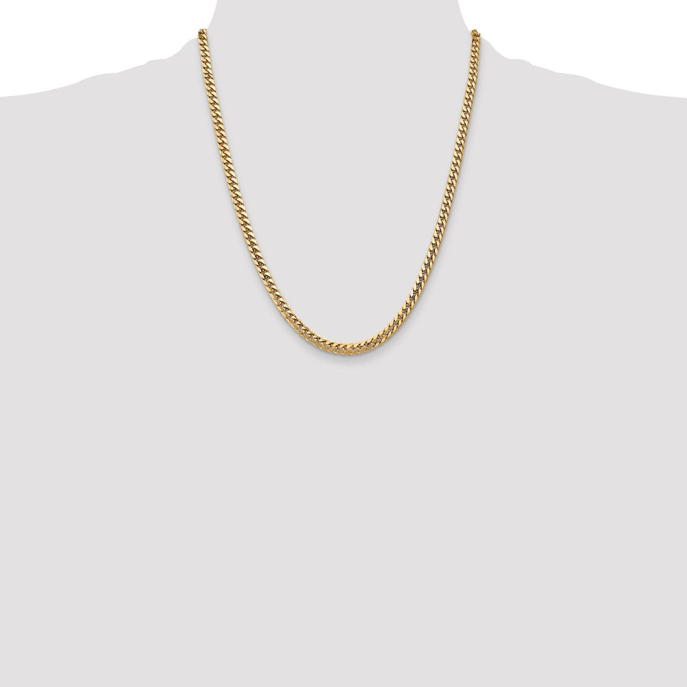 22 Inch 14K Yellow Gold 4.3mm Solid Miami Cuban Chain Necklace
