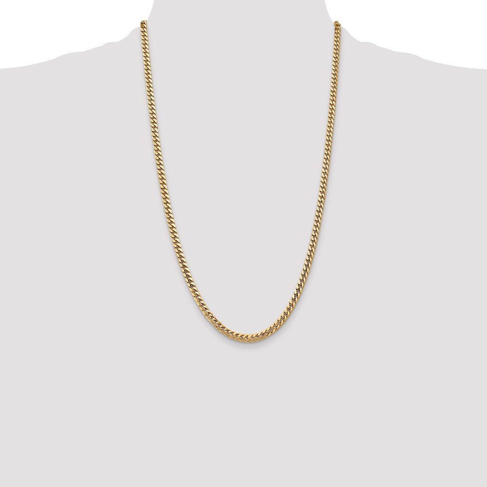 26 Inch 14K Yellow Gold 4.3mm Solid Miami Cuban Chain Necklace