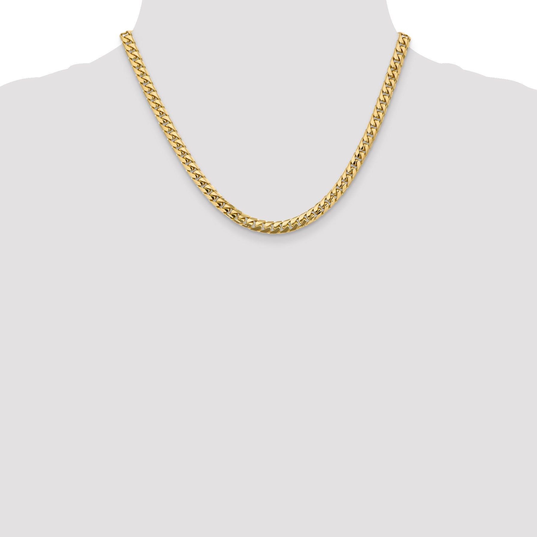 18 Inch 14K Yellow Gold 5.5mm Solid Miami Cuban Chain Necklace