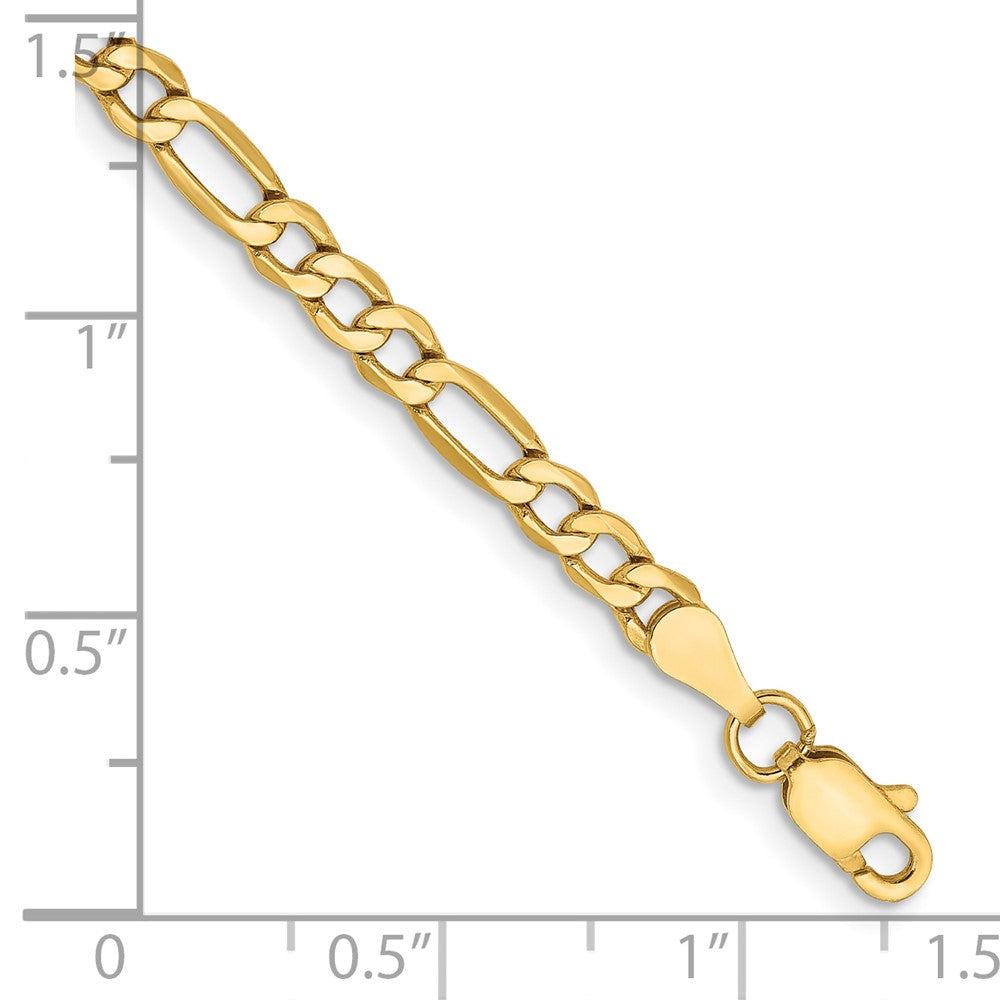 8 Inch 14K Yellow Gold 3.5mm Semi Solid Figaro Chain Bracelet