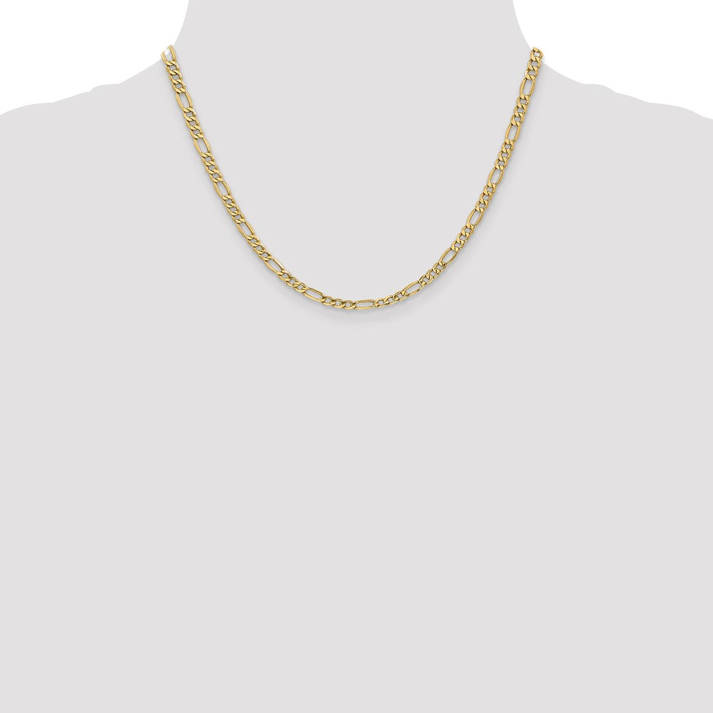 18 Inch 14K Yellow Gold 4.2mm Semi Solid Figaro Chain Necklace