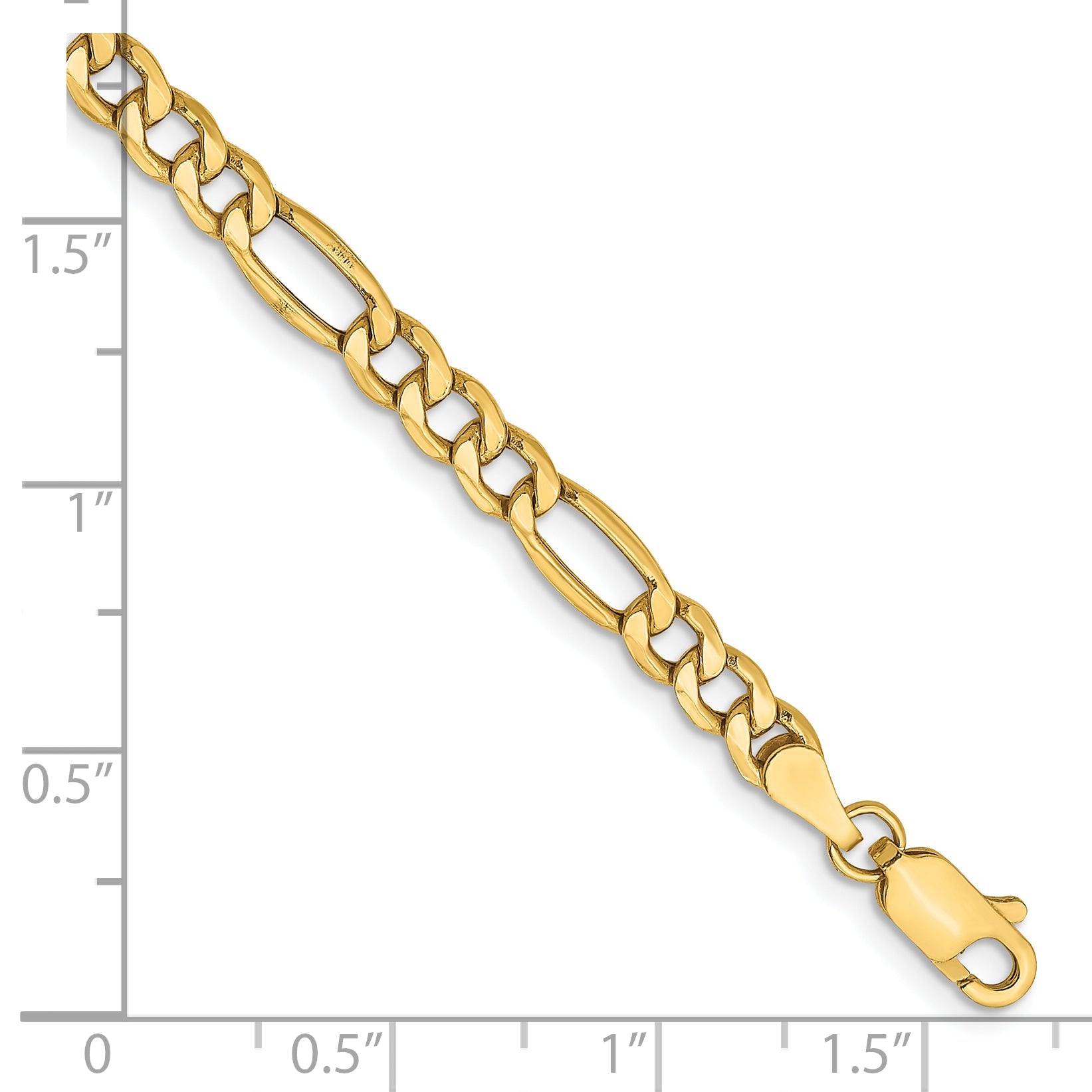 7 Inch 14K Yellow Gold 4.2mm Semi Solid Figaro Chain Bracelet