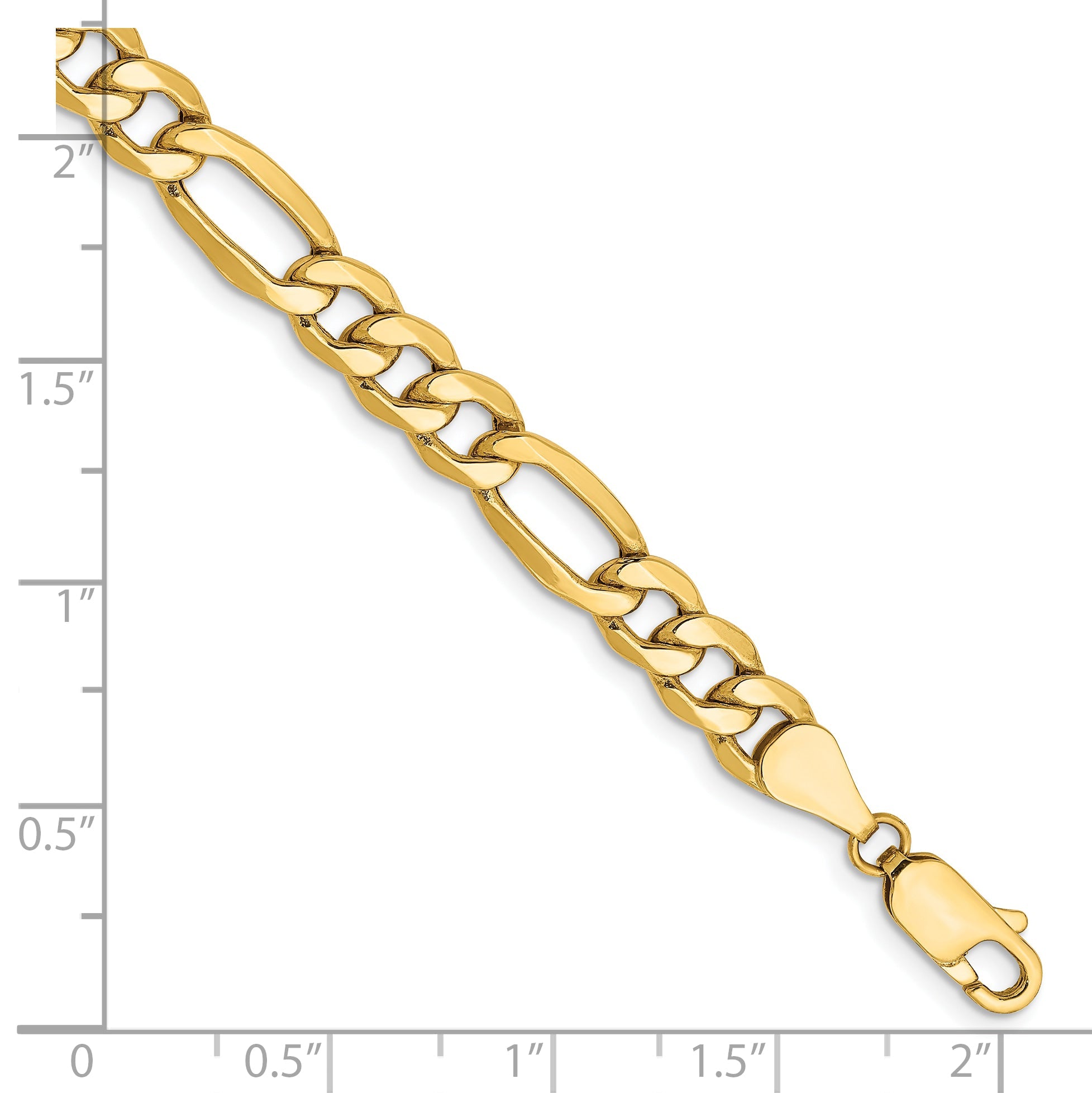 7 Inch 14K Yellow Gold 6.25mm Semi Solid Figaro Chain Bracelet