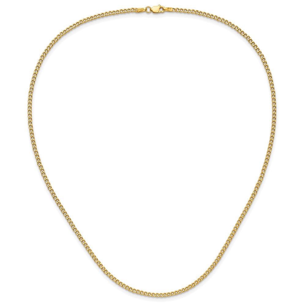 18 Inch 14K Yellow Gold 2.5mm Semi Solid Curb Chain Necklace