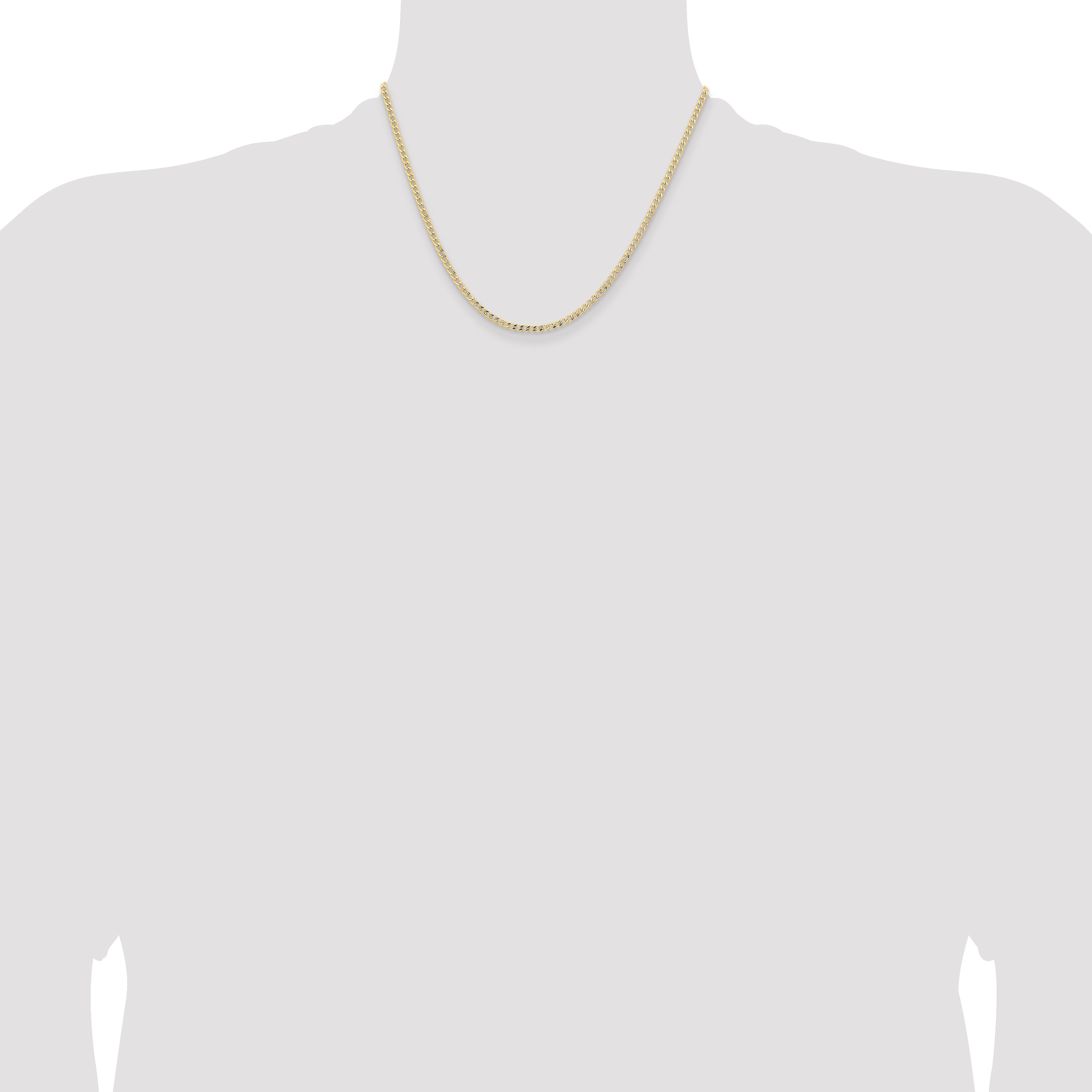 18 Inch 14K Yellow Gold 2.85mm Semi Solid Curb Chain Necklace